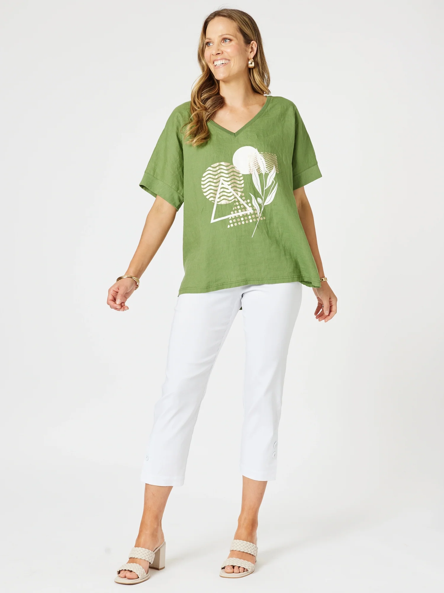 Luzia Twin Button Pant - White