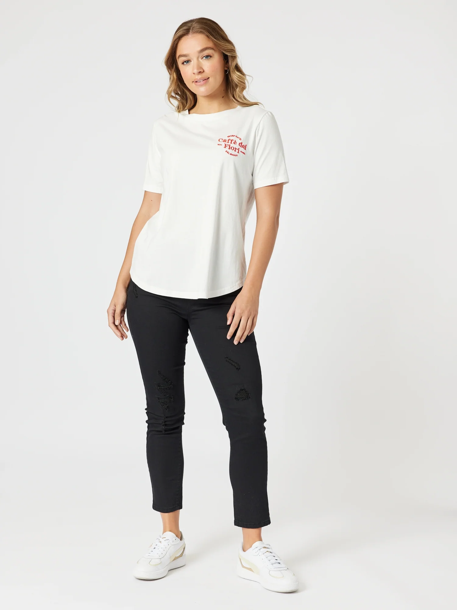 Caffe Print T-Shirt - Ivory