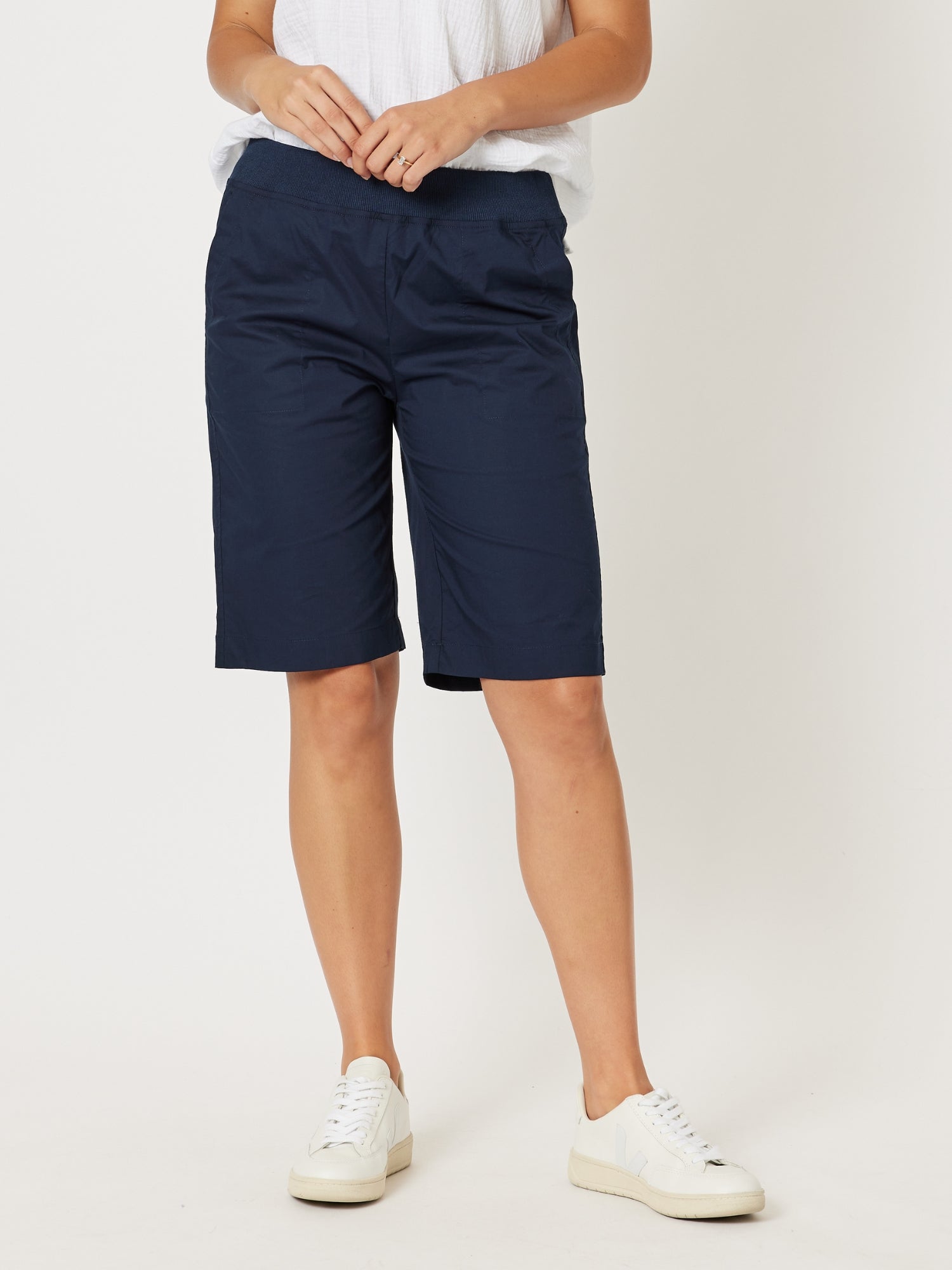 Santorini Cotton Pull On Short - Navy