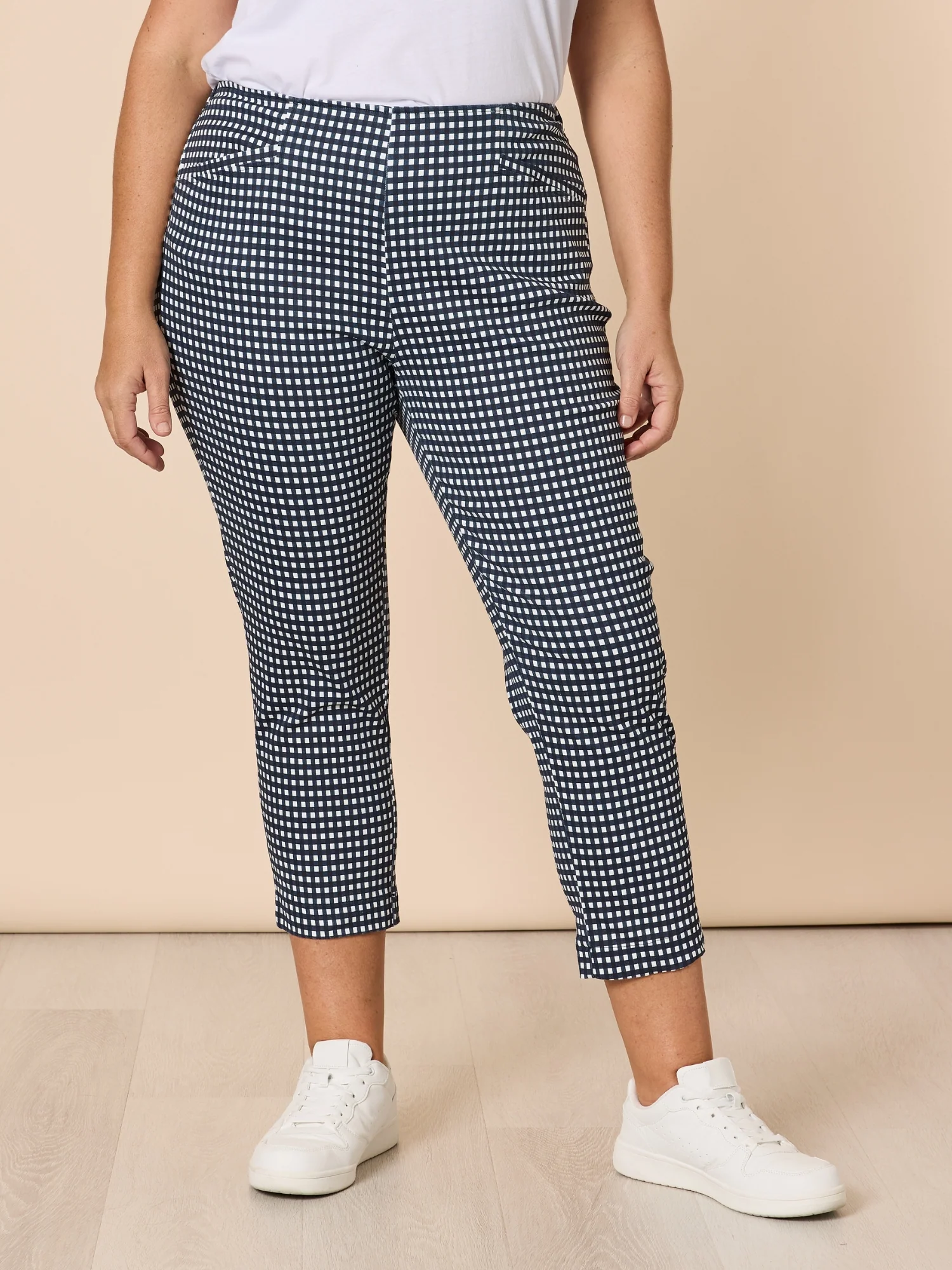 Alexis Gingham Print Pant - Navy
