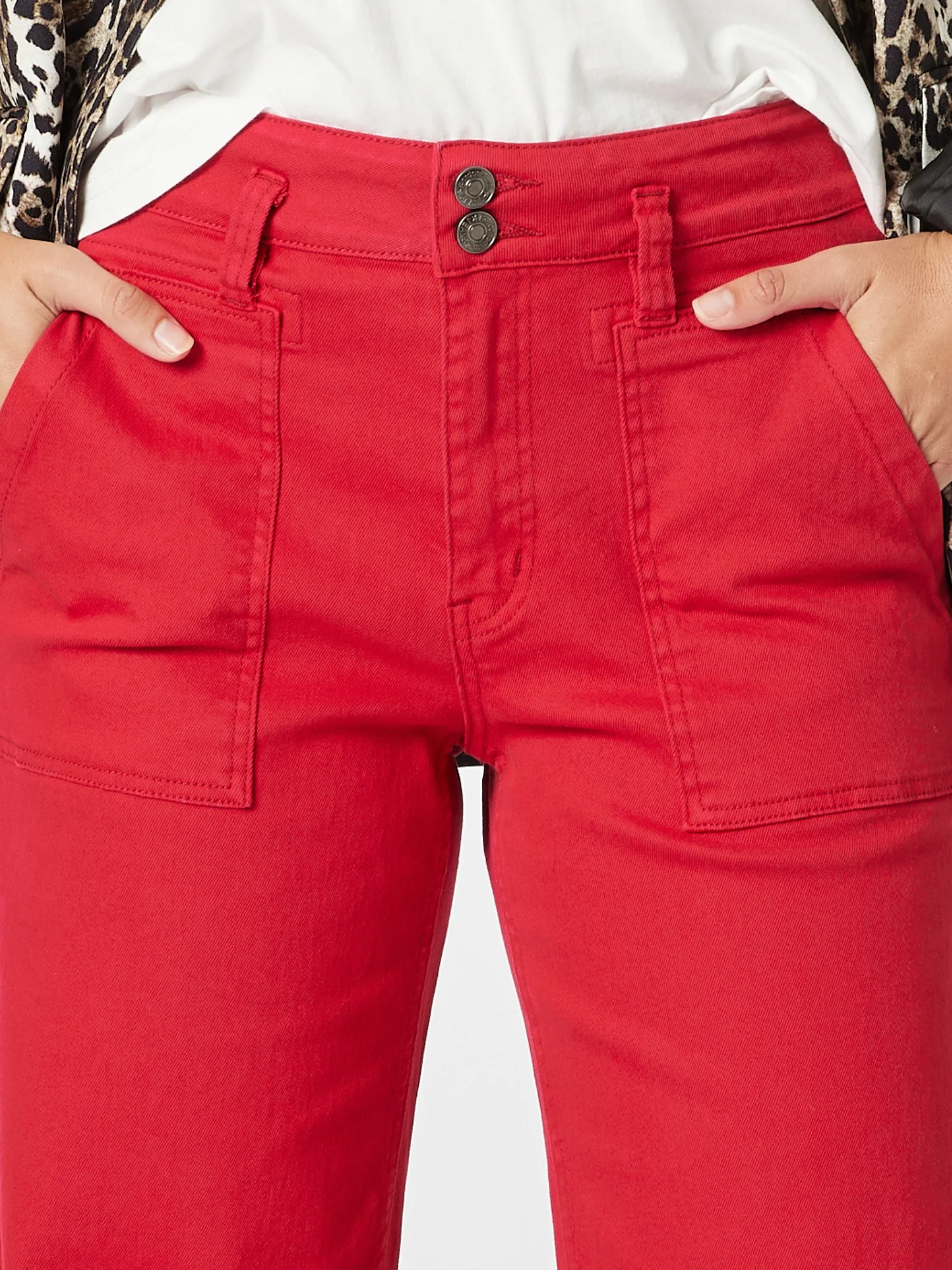 Hudson High Rise Wide Leg Jean - Red