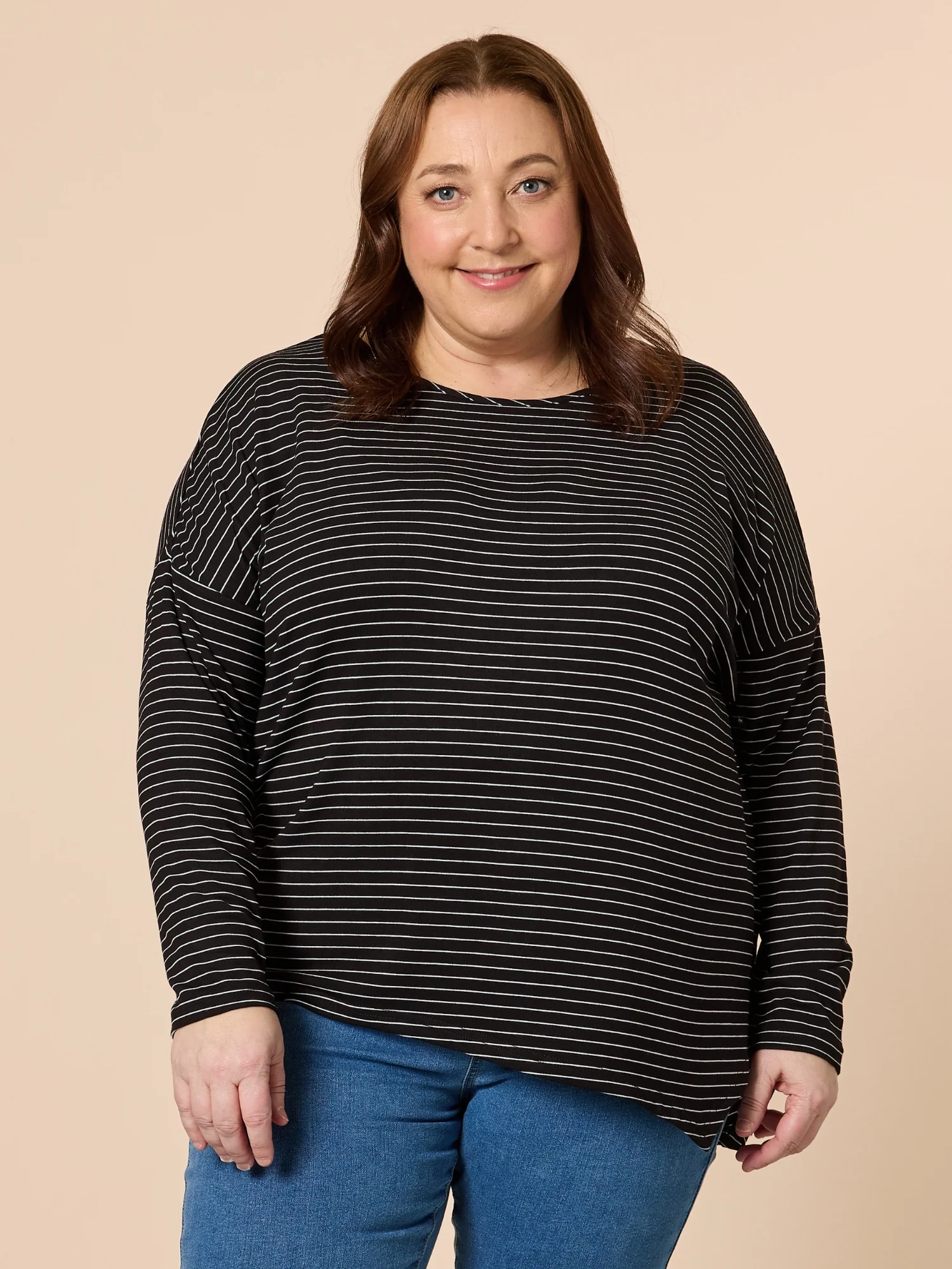 Artist Stripe Print Long Sleeve Top - Black/White