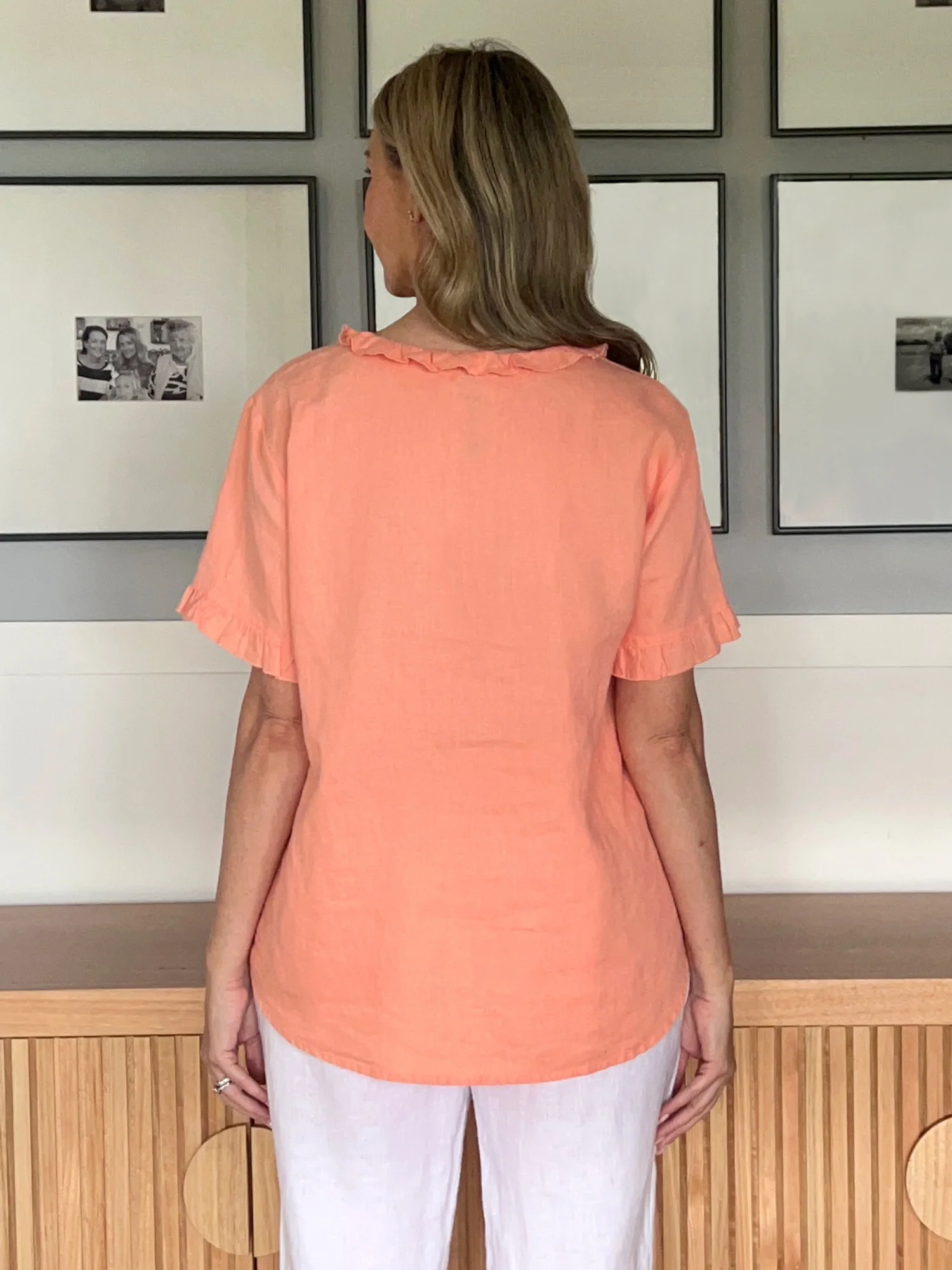 Tiffany Ruffle Linen Top - Mandarine