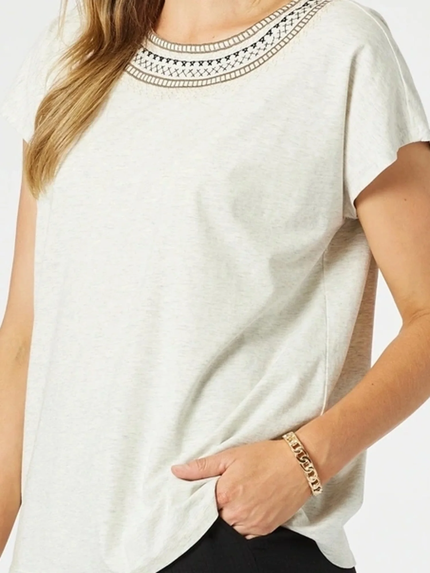 Cross Stitch Tee - Natural