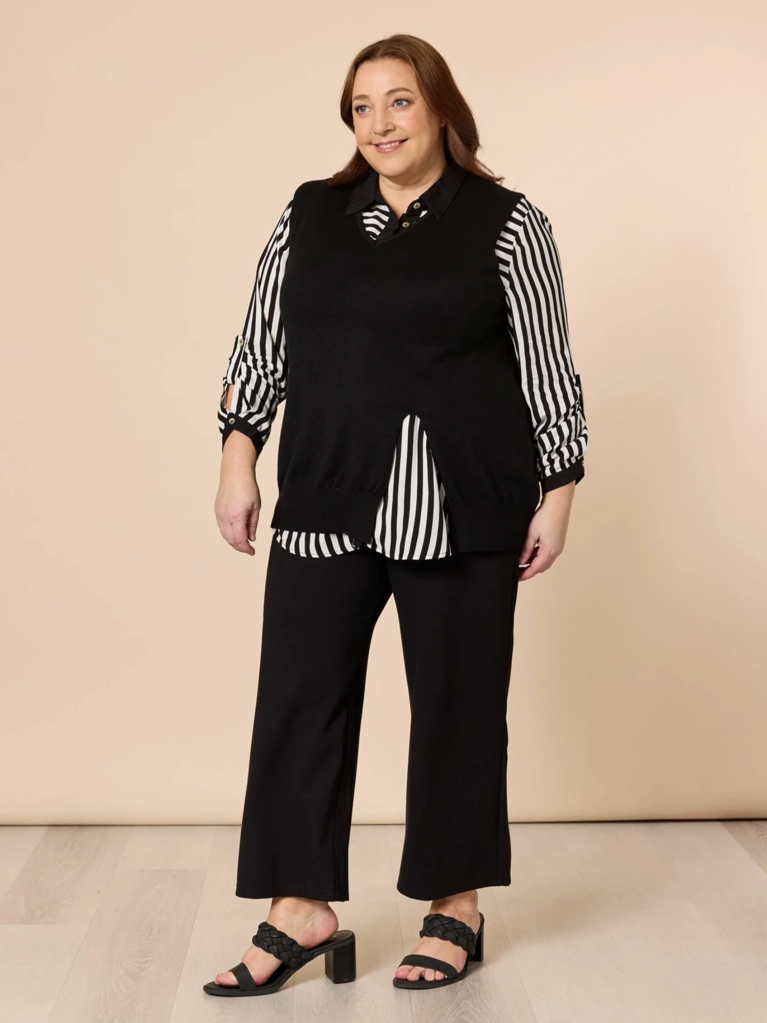 Vicky Side Split Knit Vest - Black