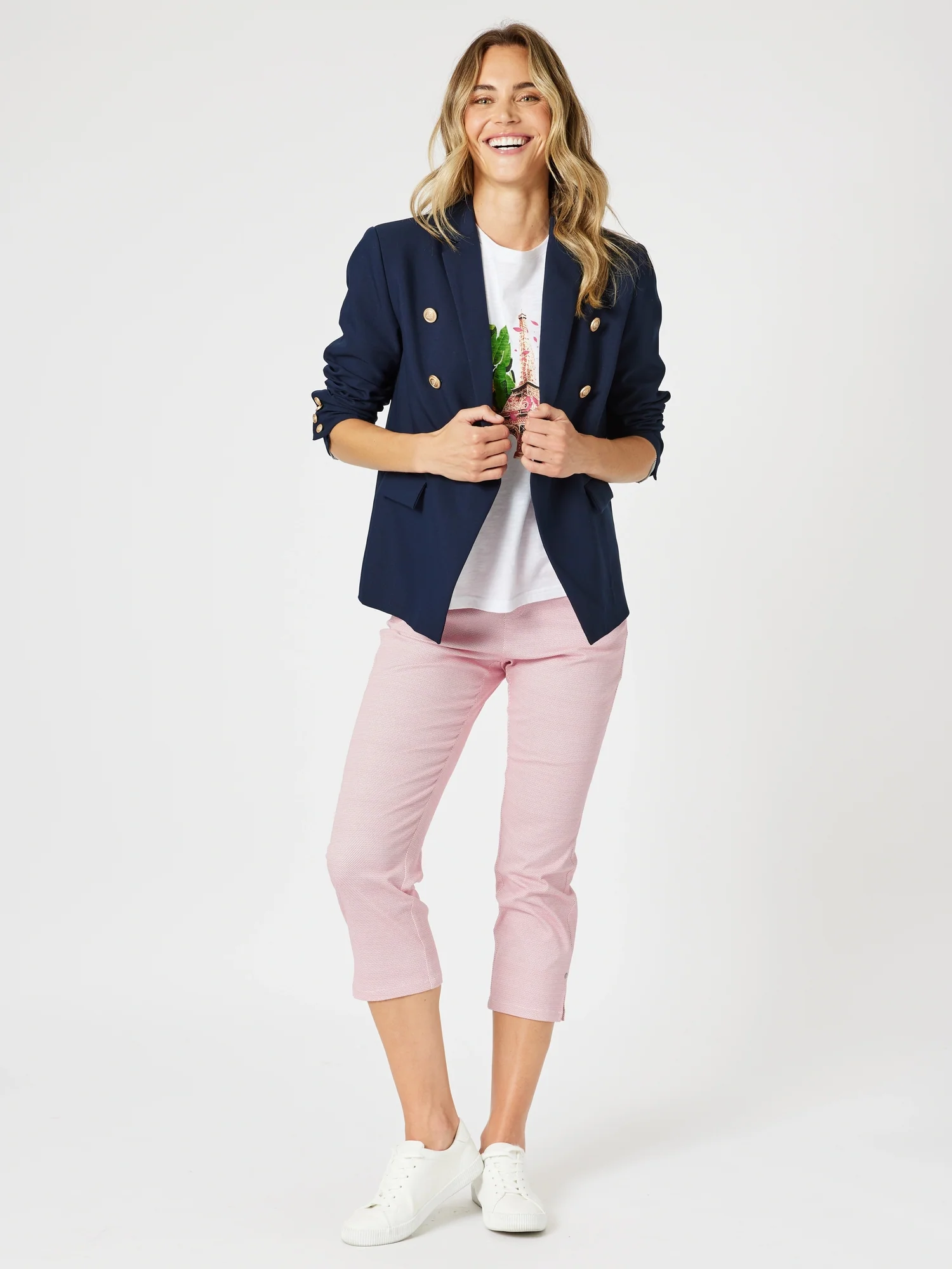 Taylor Print Slim Leg Pant  - Red/White