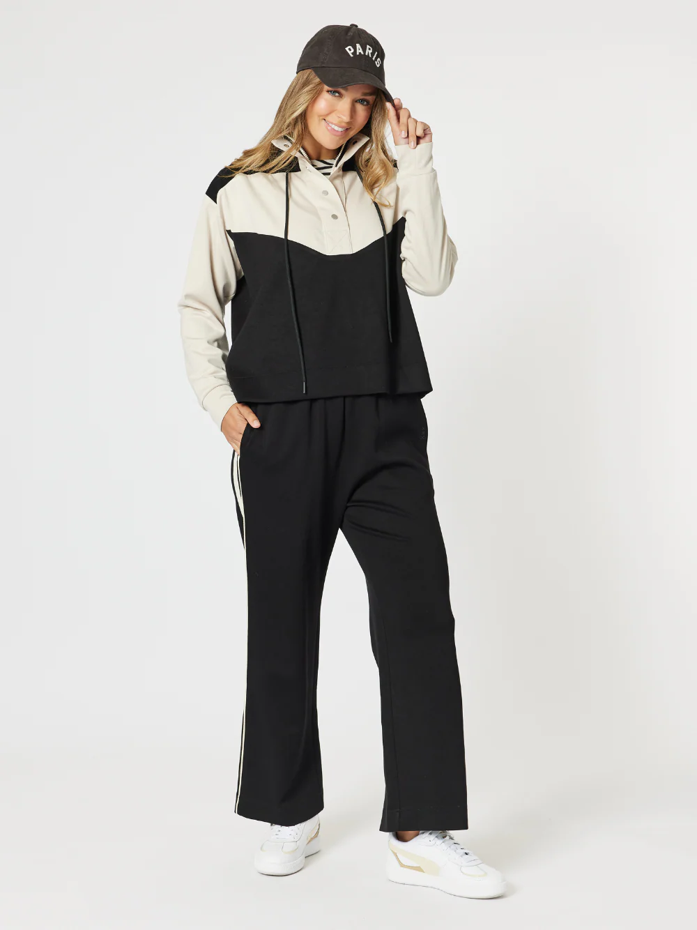 Spliced Zip Sweatshirt - Black/Chalk