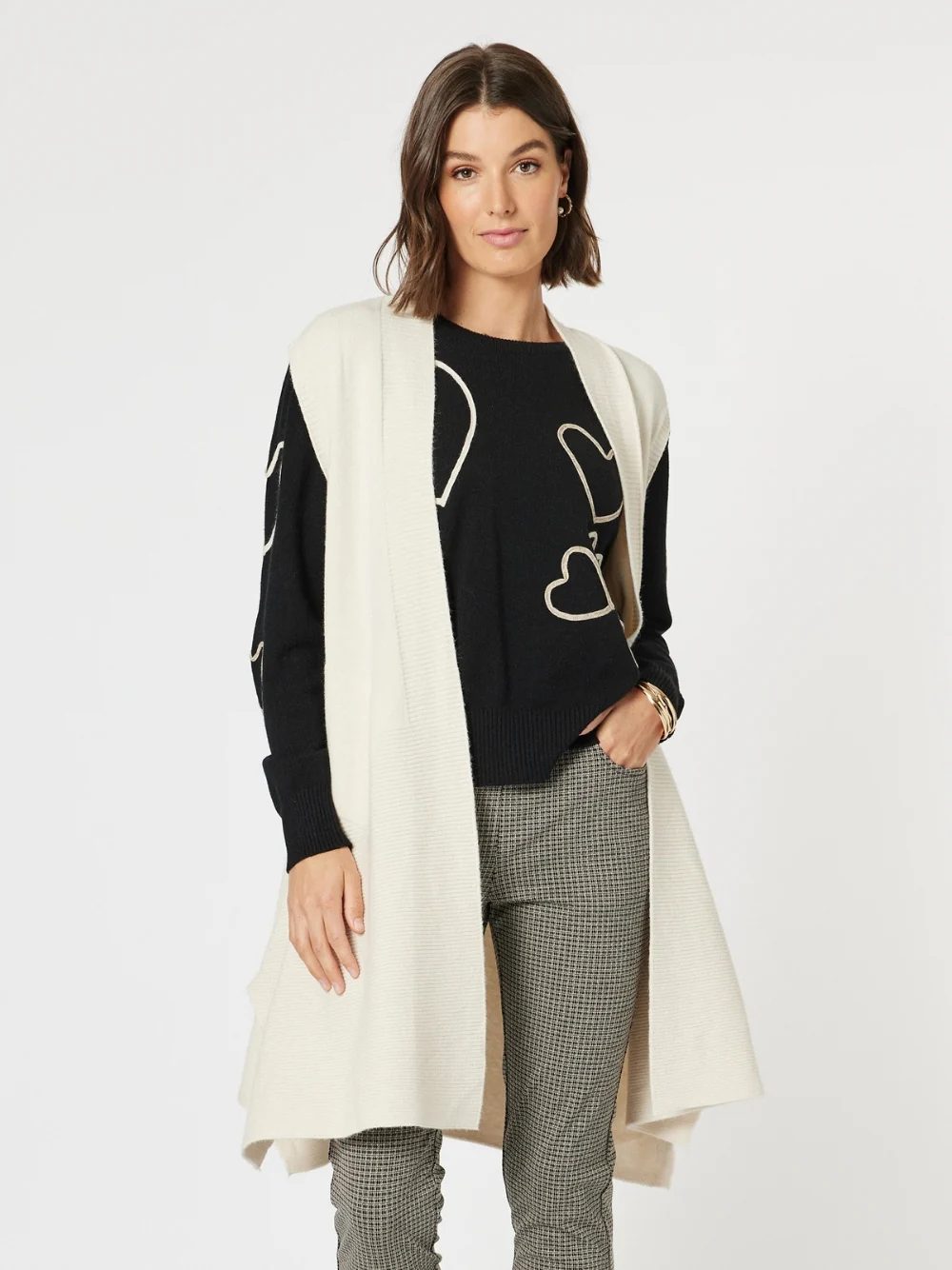 Casa Longline Knit Vest - Light Natural