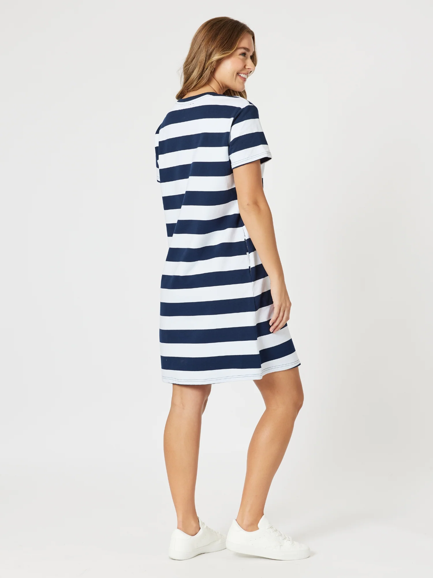 Heart Stripe Print Dress - Orange