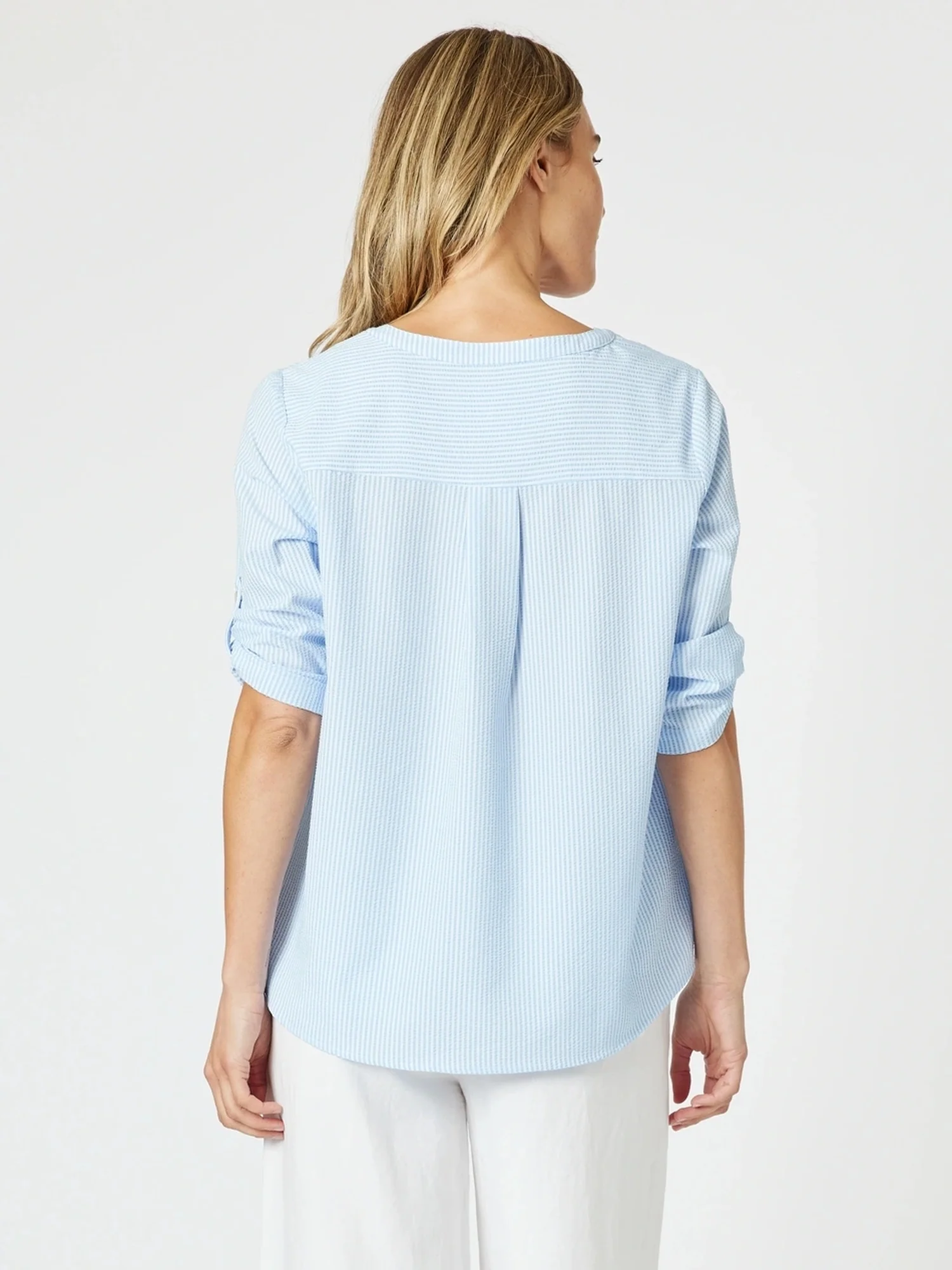 Marine Stripe Print Top - Blue/White