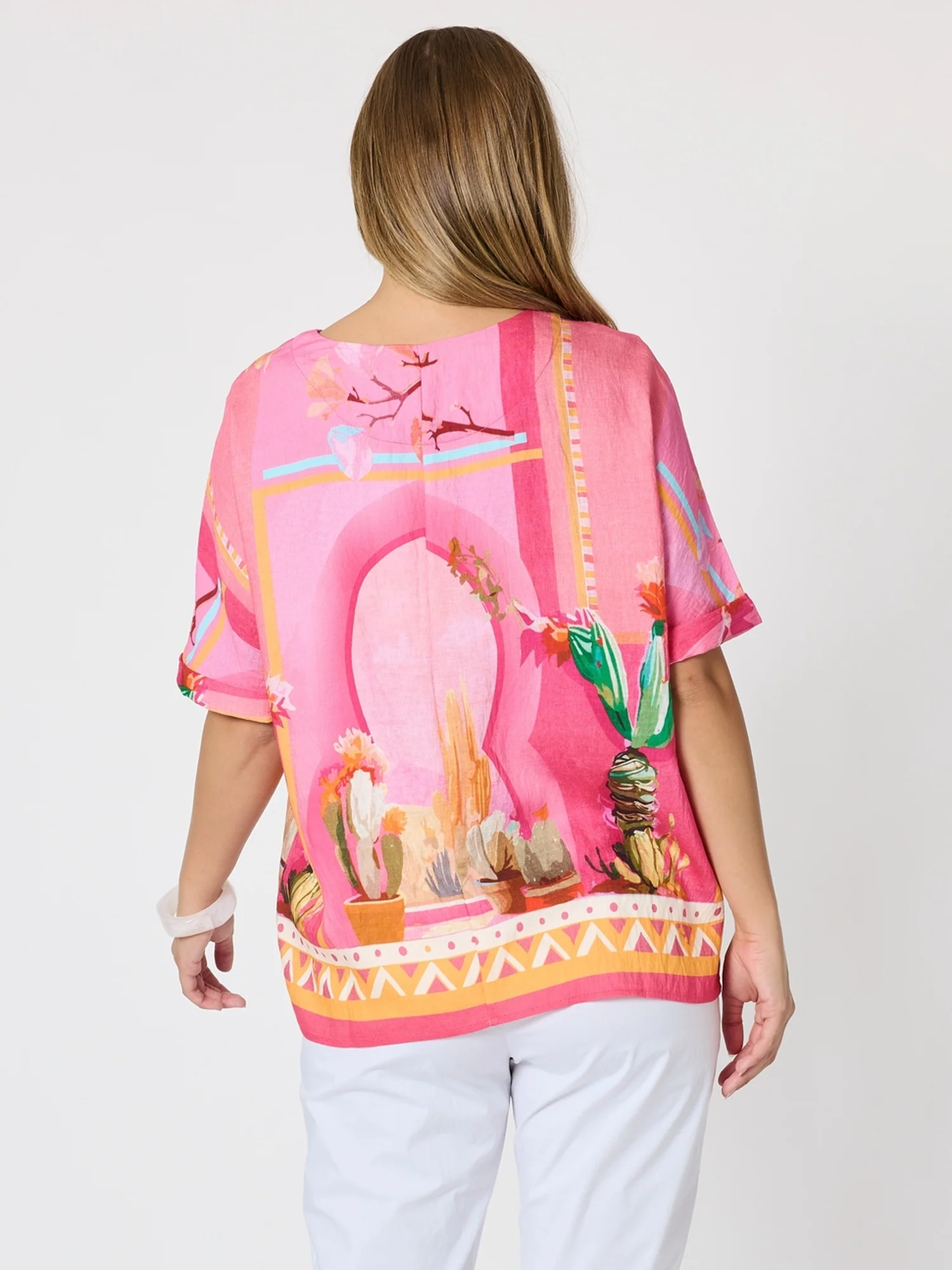 The Tulum Print Shell Top - Pink/Multi