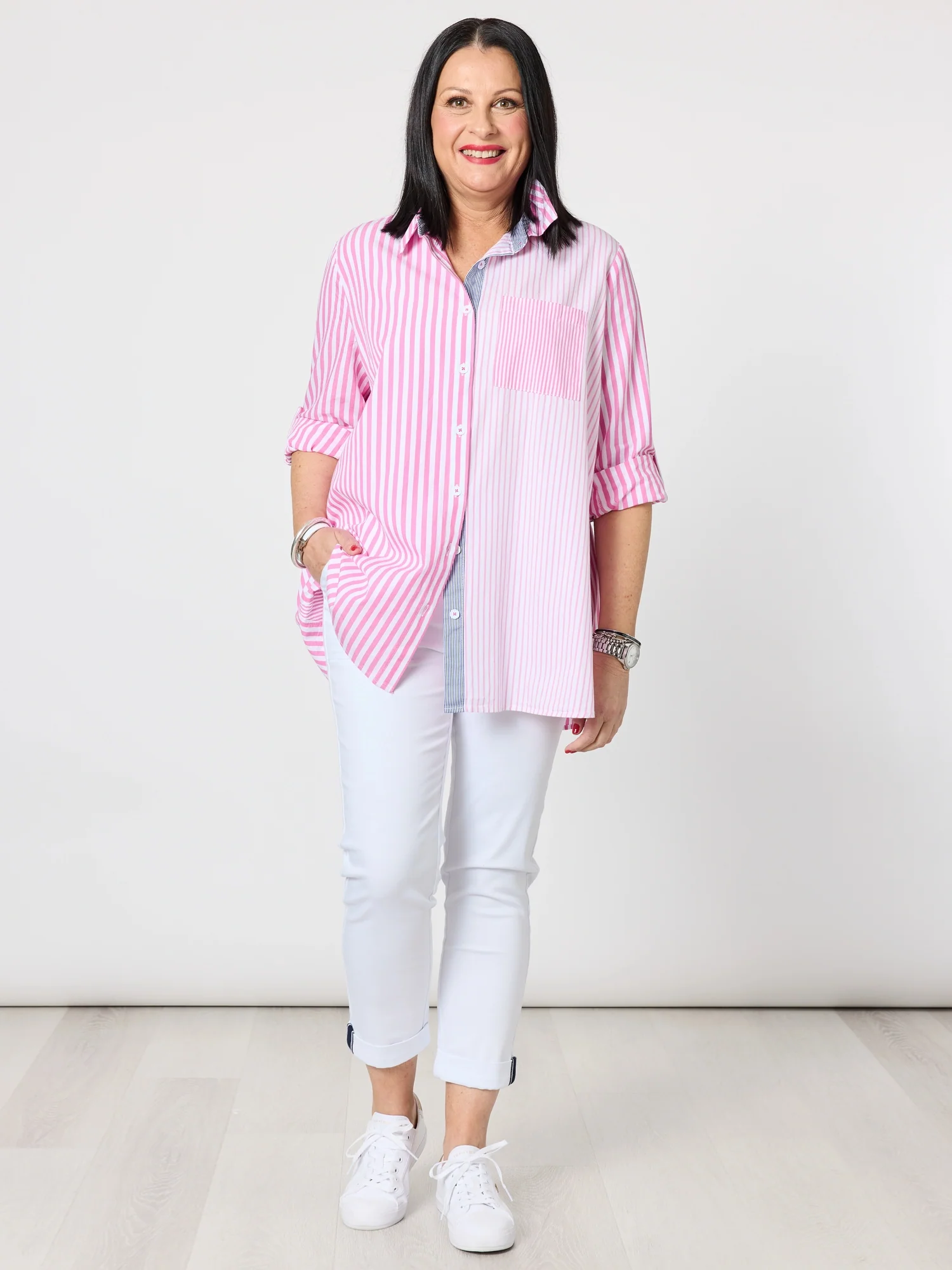 Skyler Stripe Shirt - Pink White