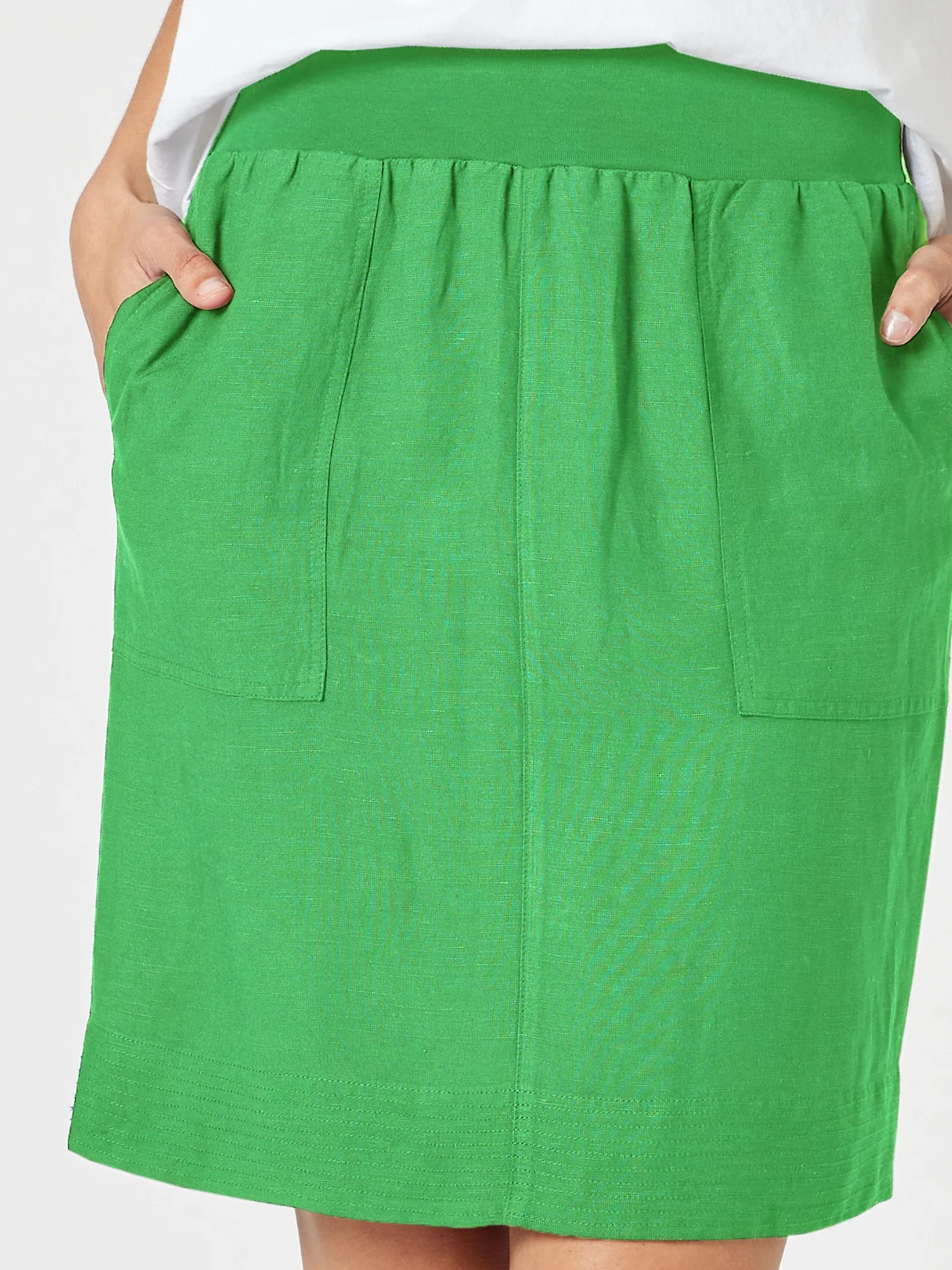 Lino Stitch Hem Detail Skirt - Elm