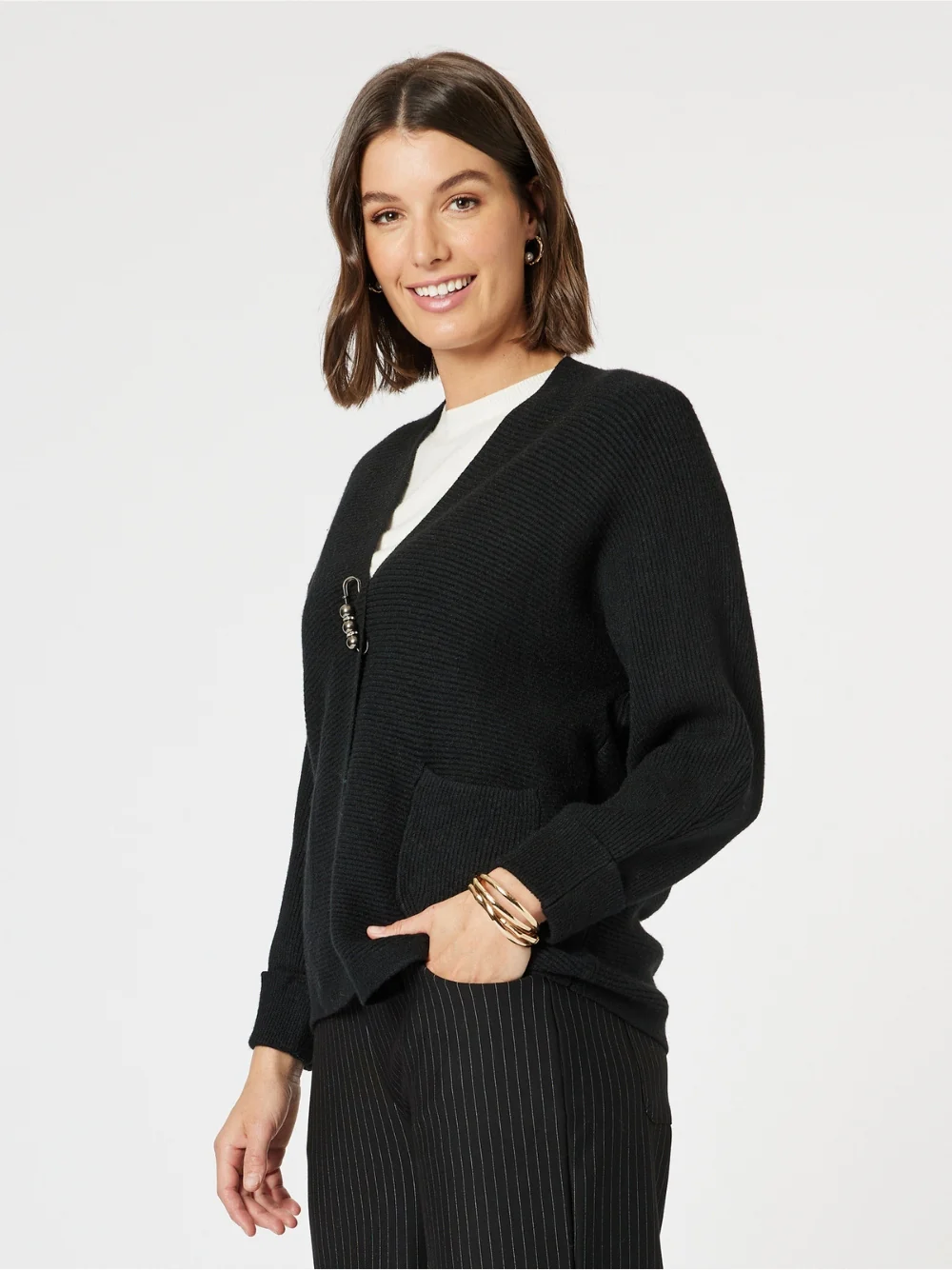 Highland Rib Cardigan - Black