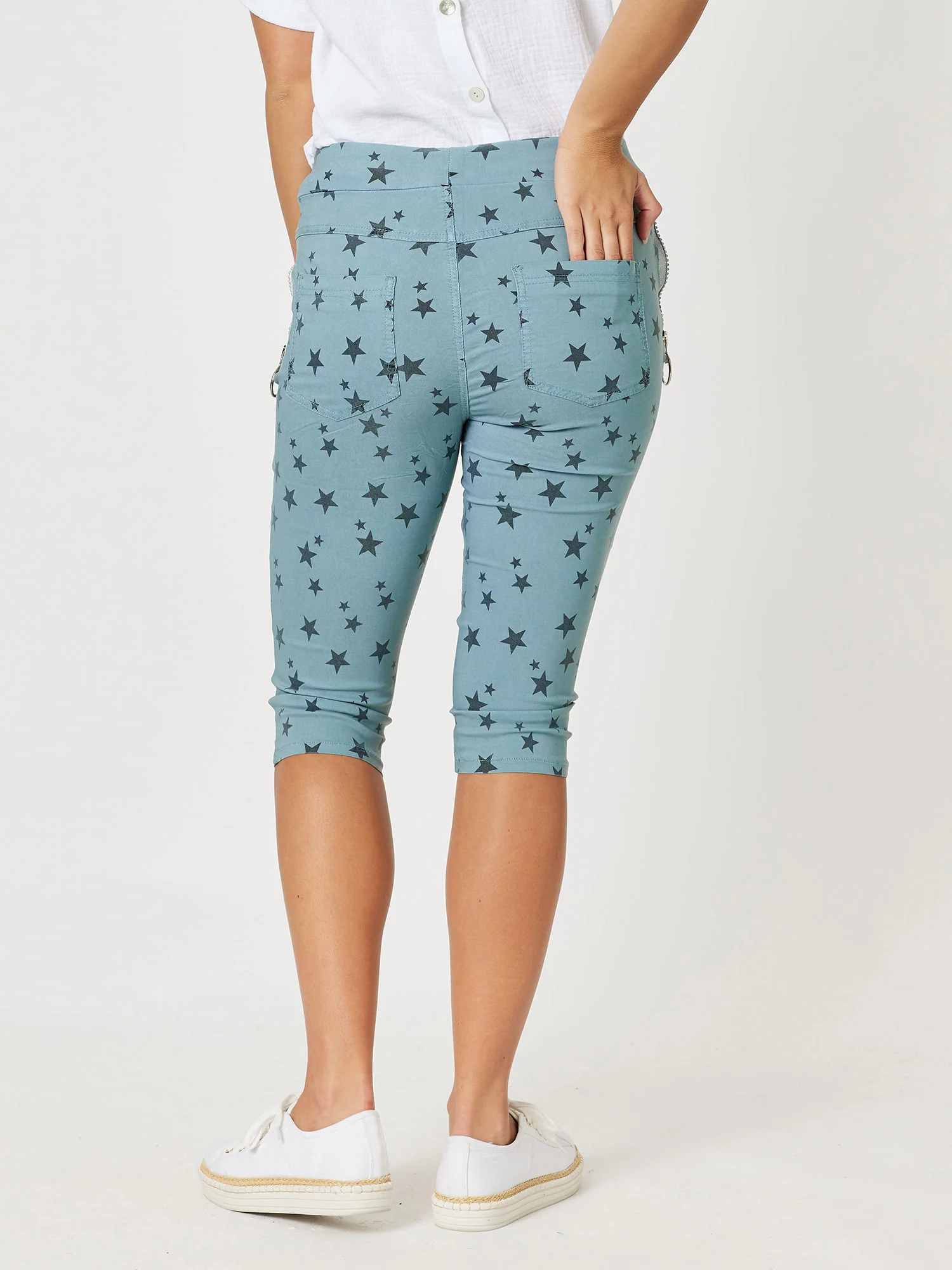 Crushed Star Print Shorts - Lagoon