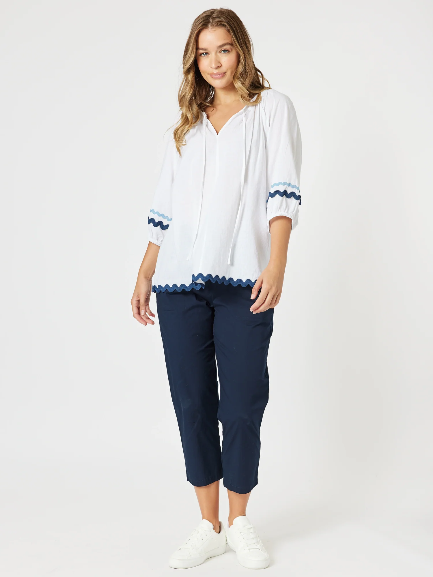 Ric Rac Top - White/Blue