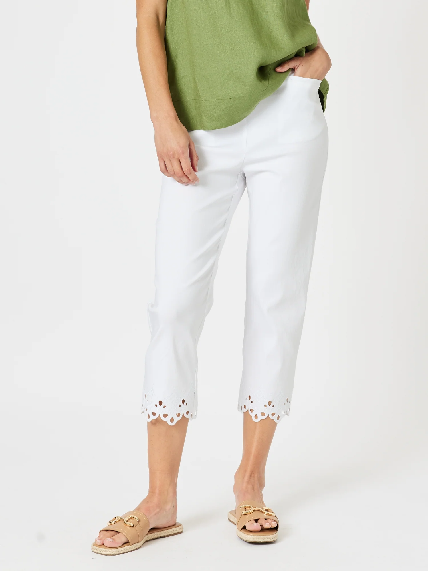 Fleur Embroidered Pant - White