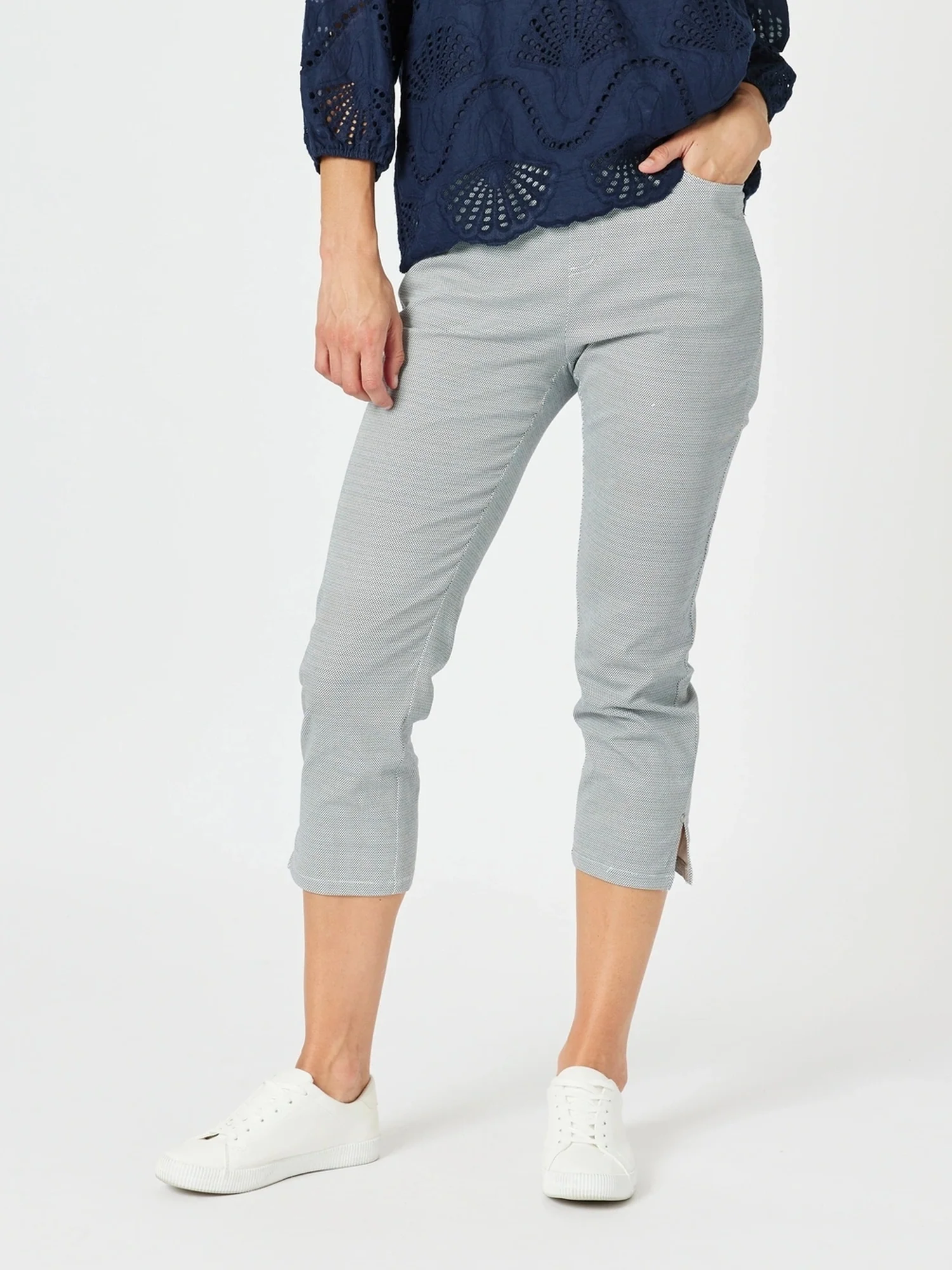 Taylor Print Slim Leg Pant - Navy/White
