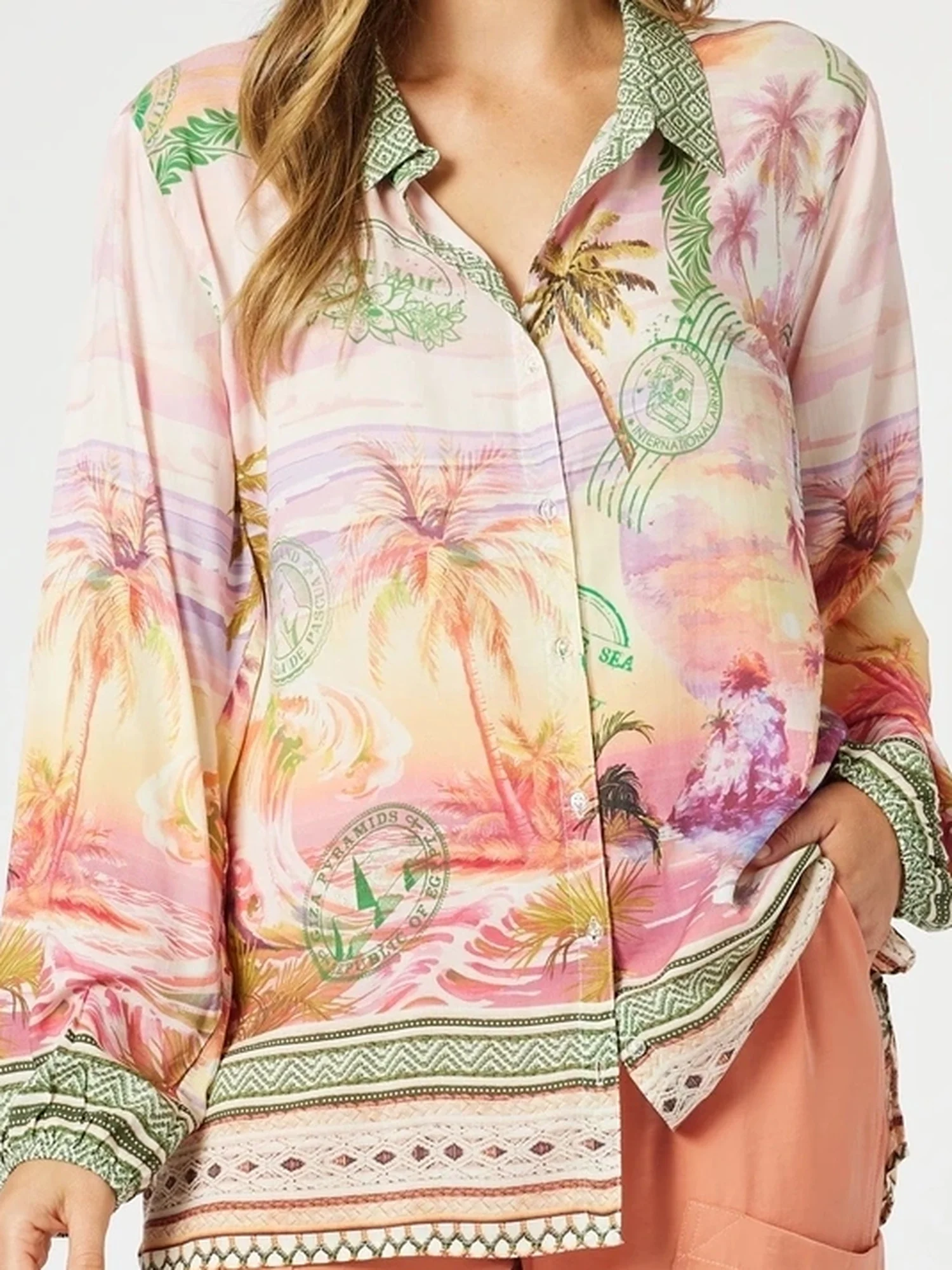 Passport Print Shirt - Sunset Multi
