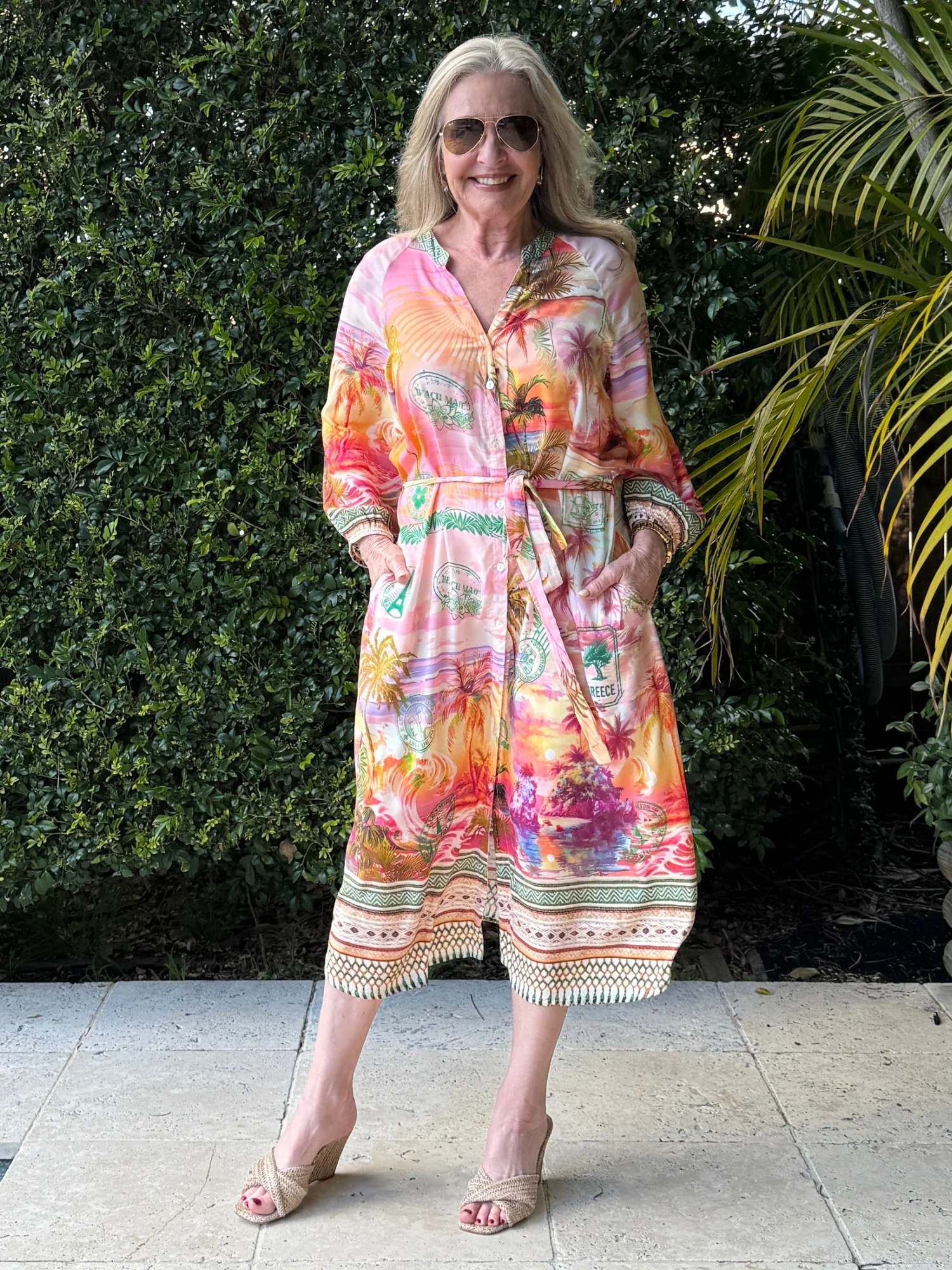 Passport Print Dress - Sunset Multi