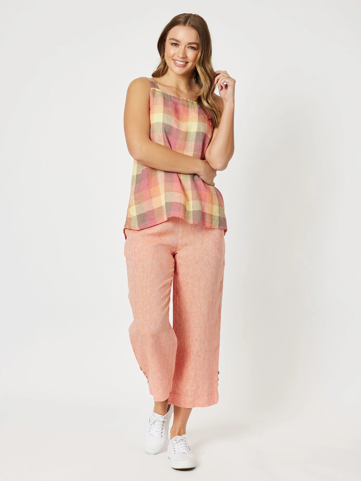 Multi Check Cami - Orange