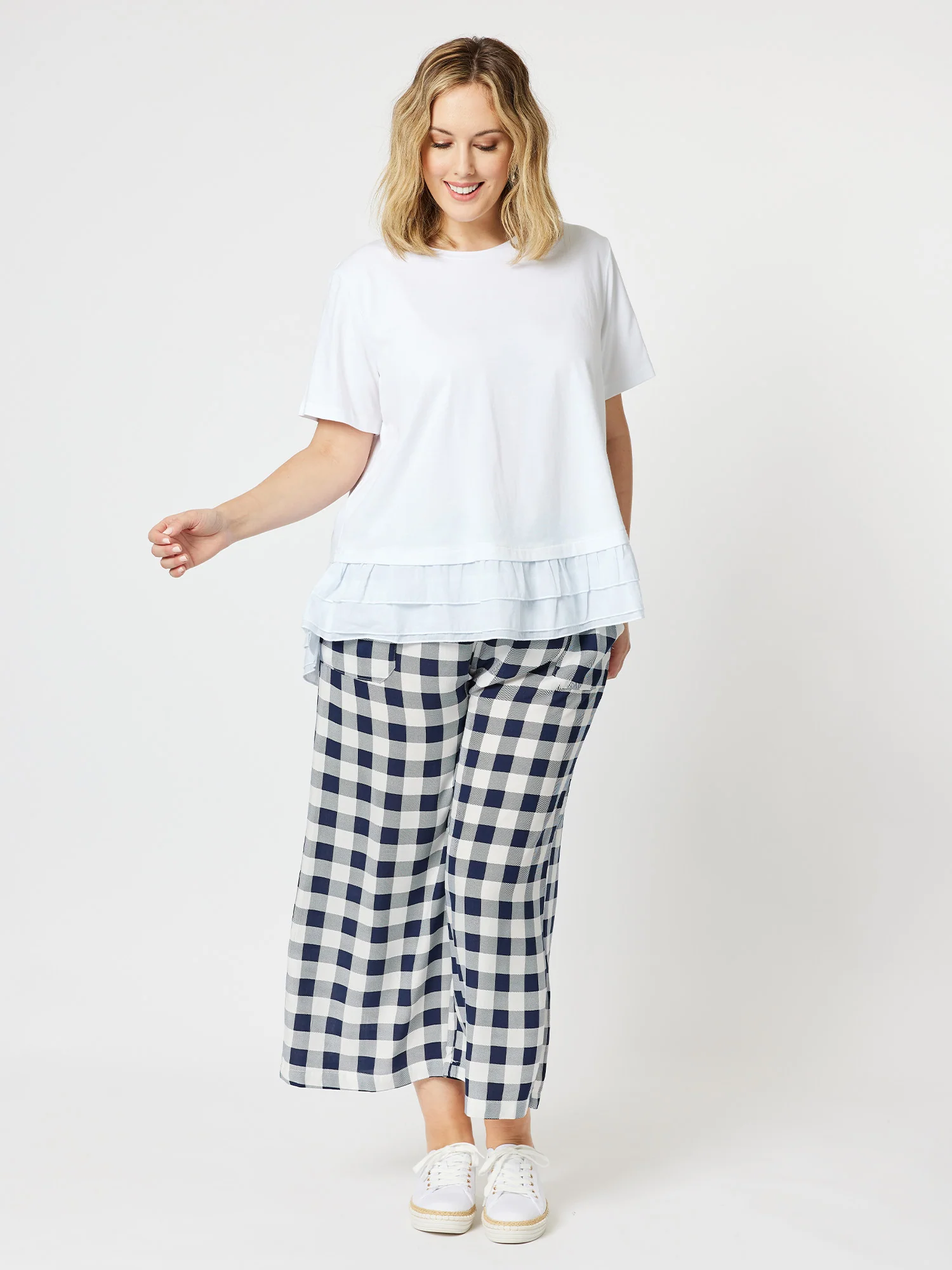 High Low Ruffle Tee - White