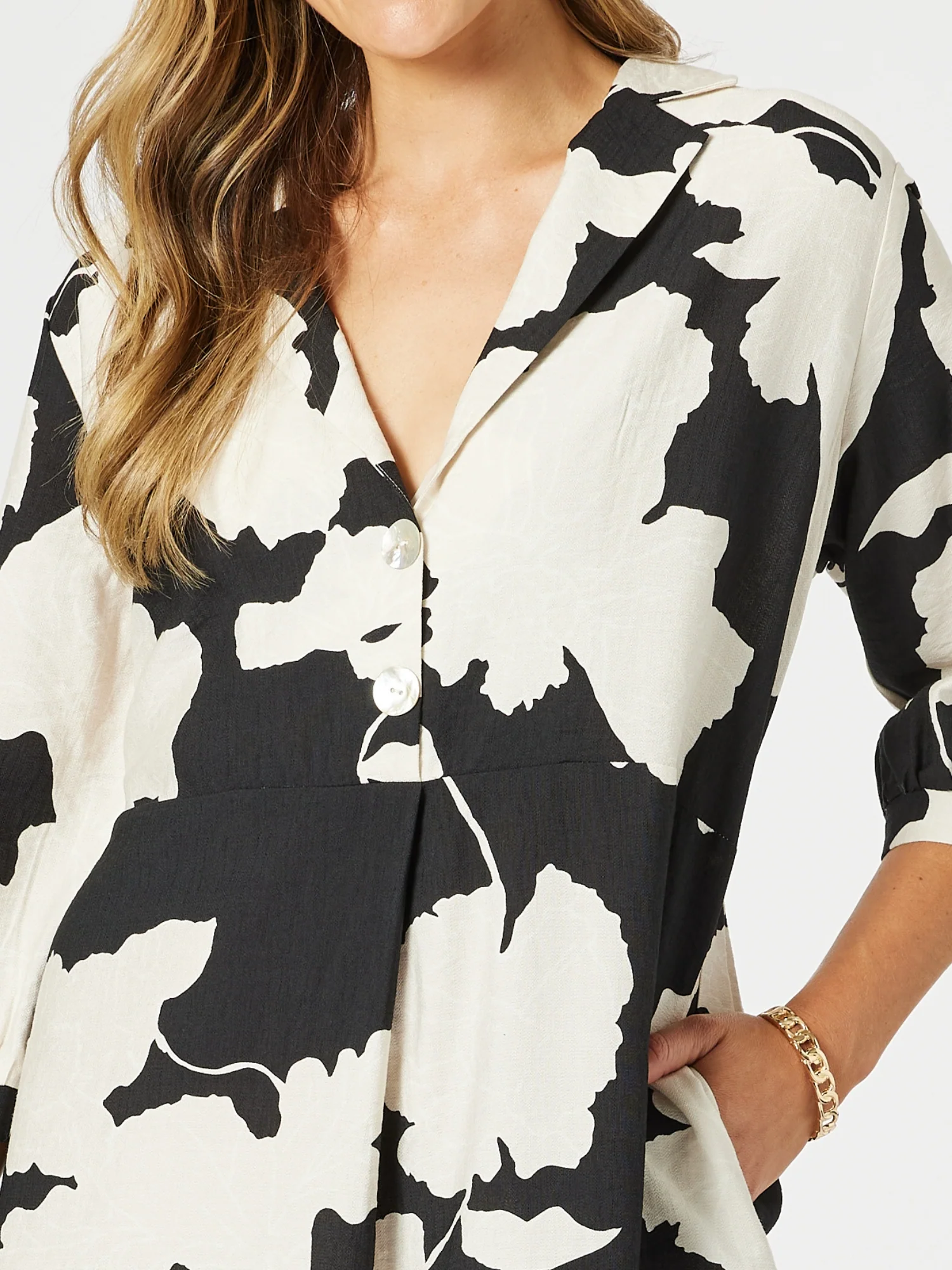 Barcelona Floral Print Dress - Black/Natural