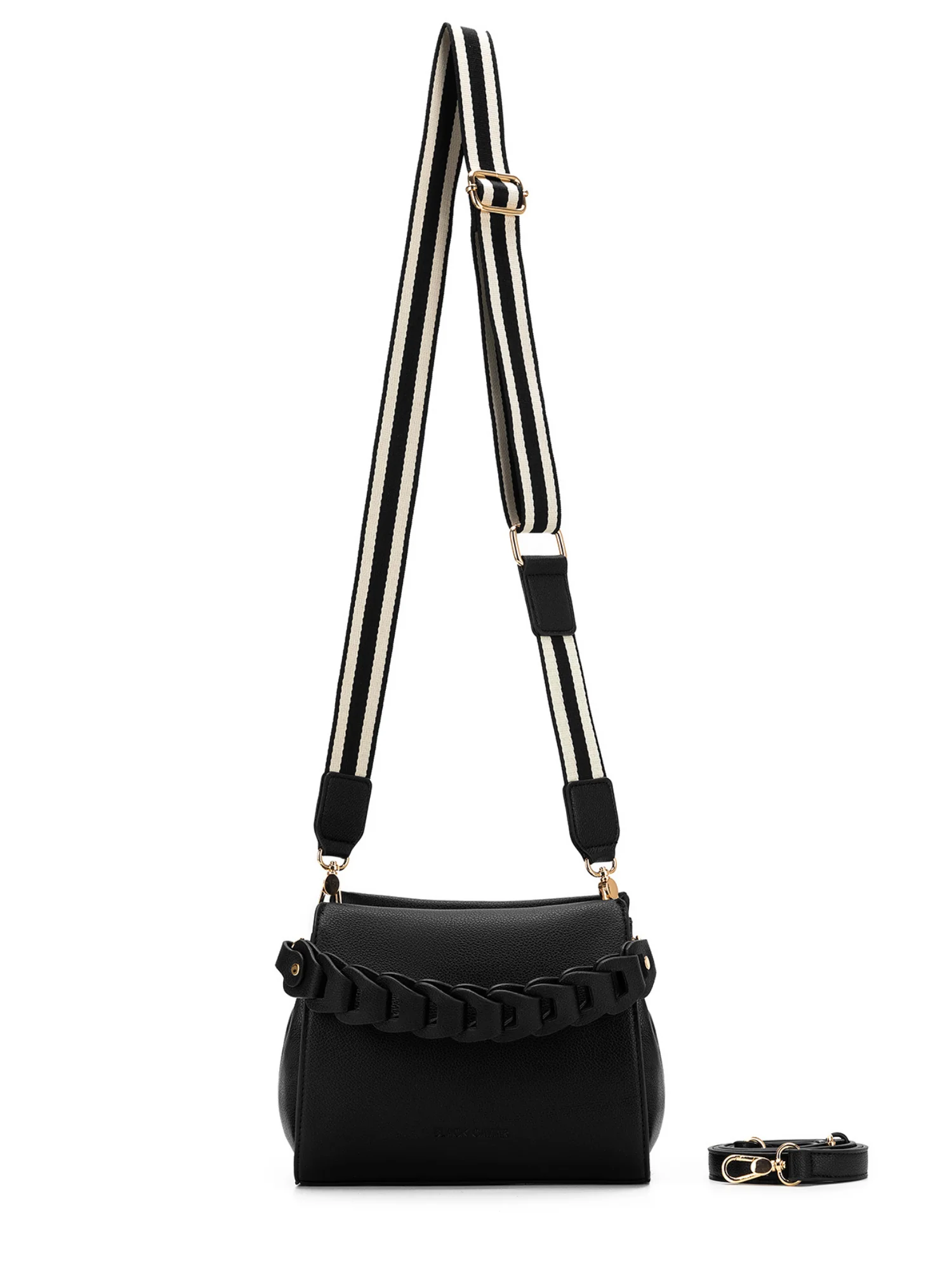 Lua Plait 3 Compartment Handbag - Black