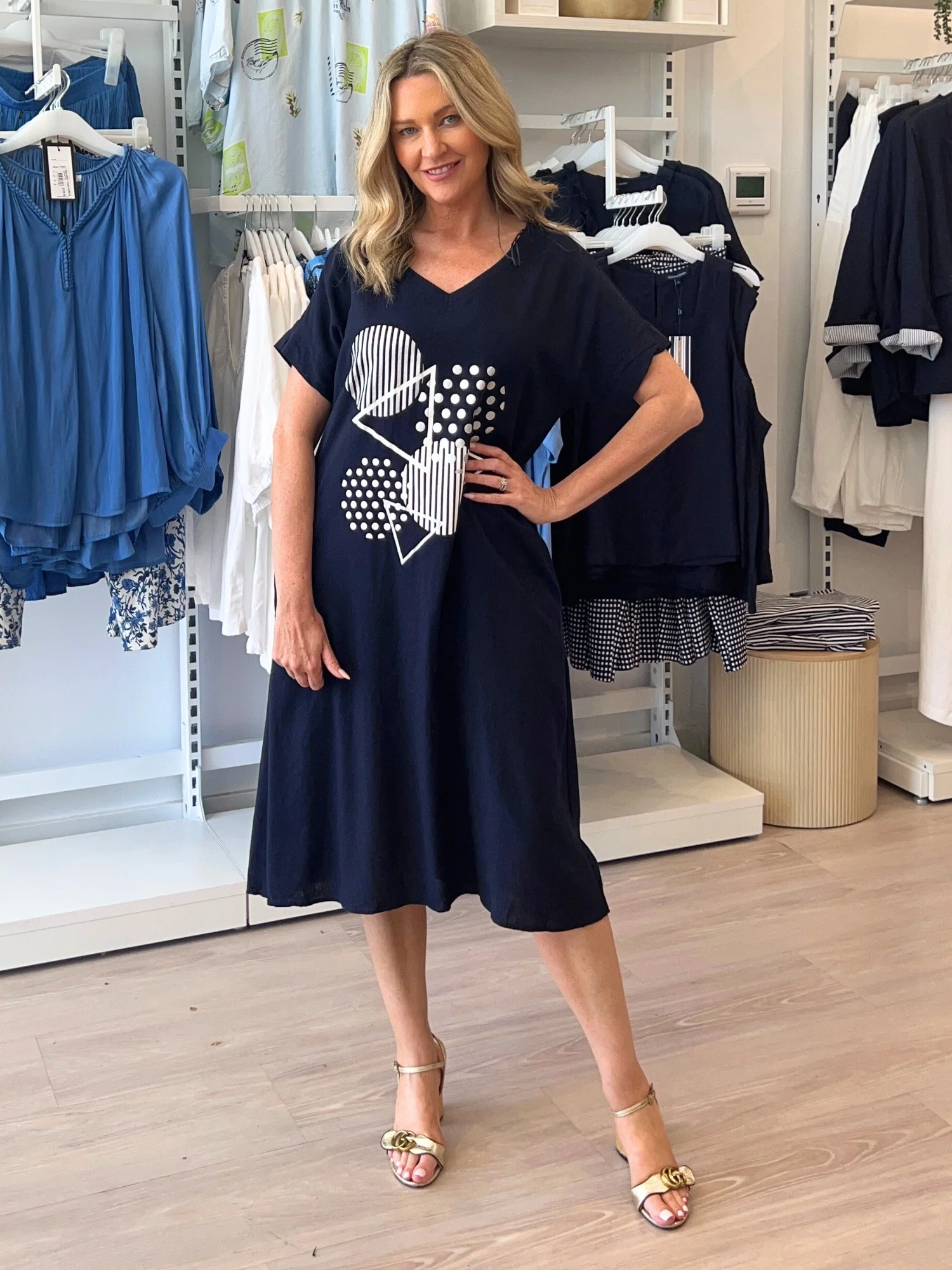 Circle on Circle Dress - Navy