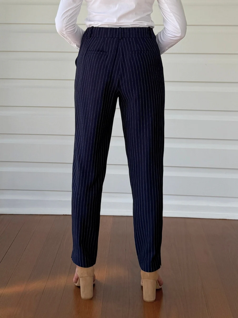 Beckham Pinstripe Pant - Navy/White