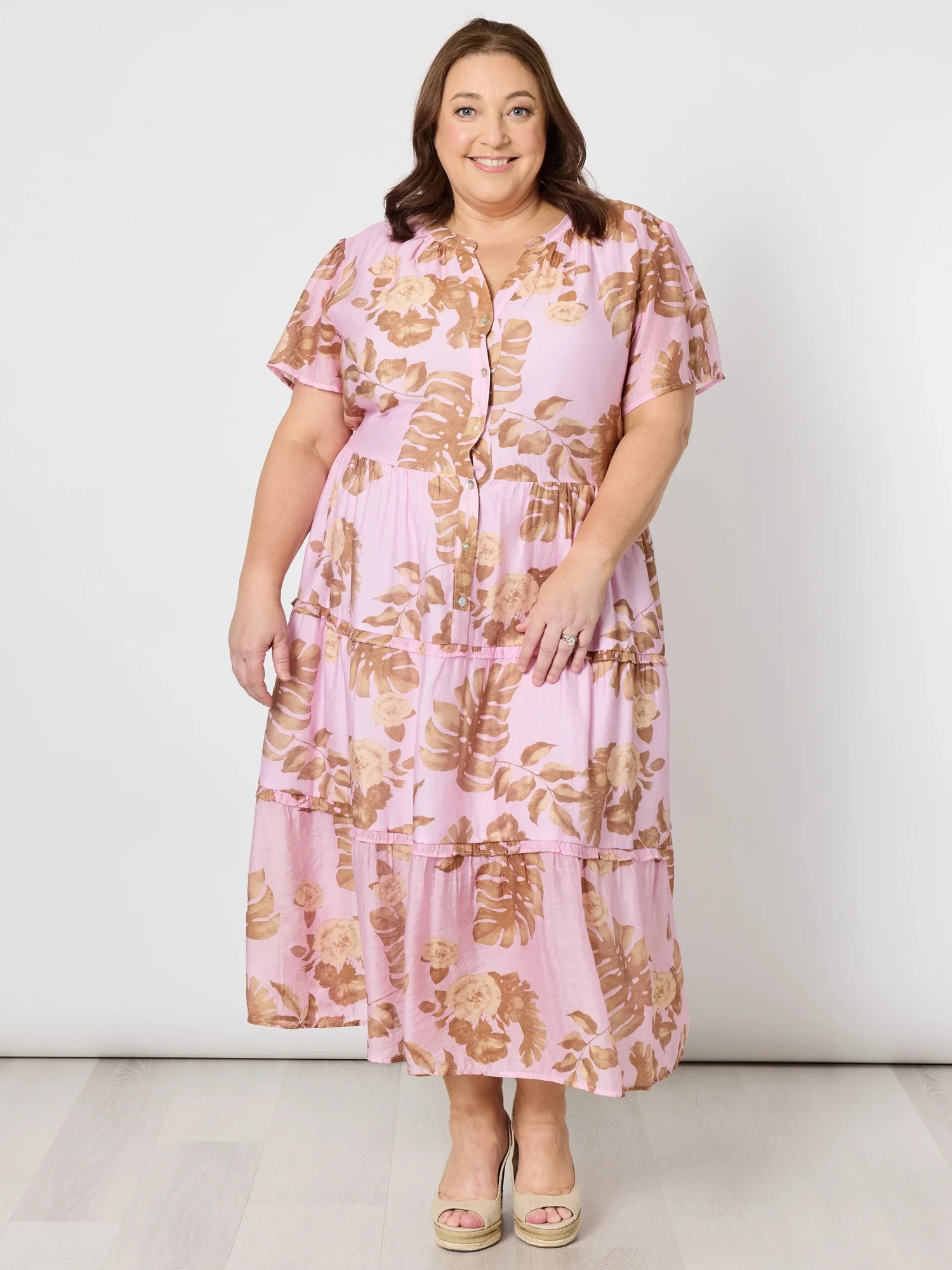 Haiti Floral Print Dress - Pink/Natural