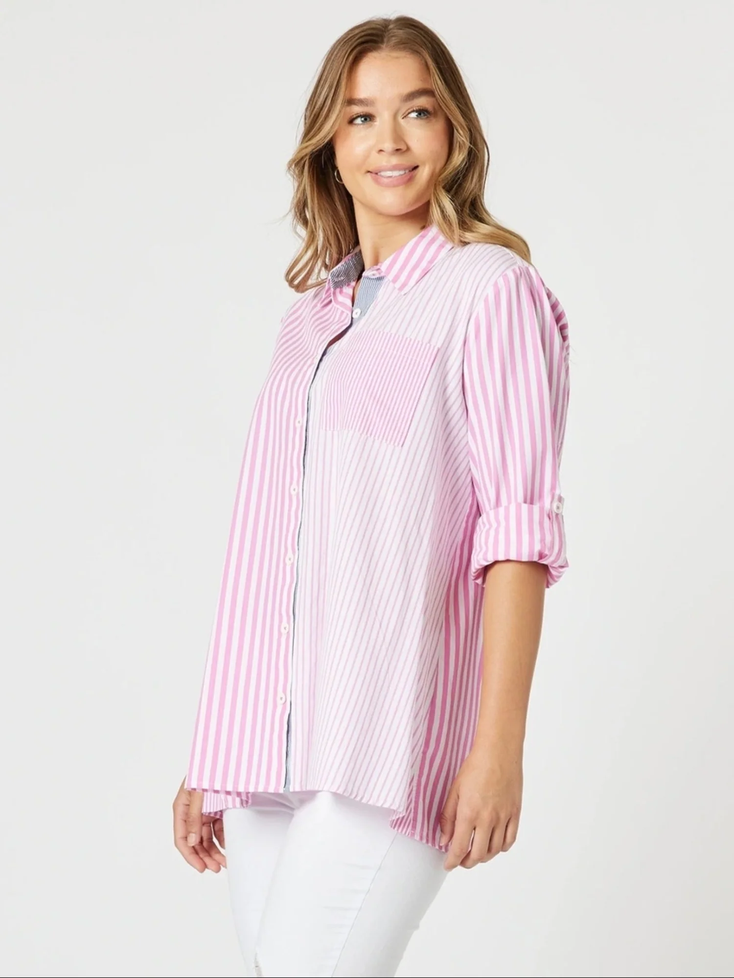 Skyler Stripe Shirt - Pink White