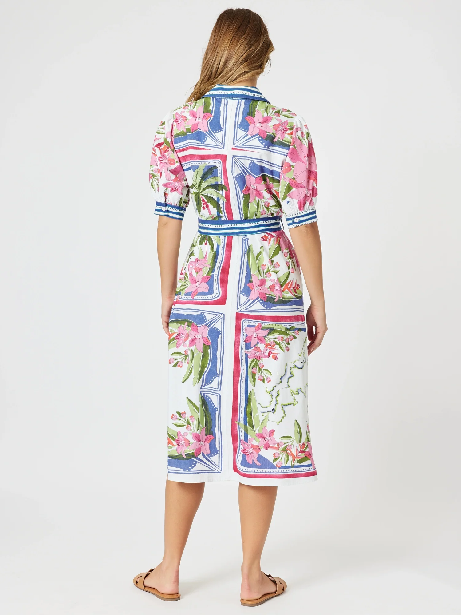 Monaco Floral Print Shirt Dress - Sardinia Blue Multi