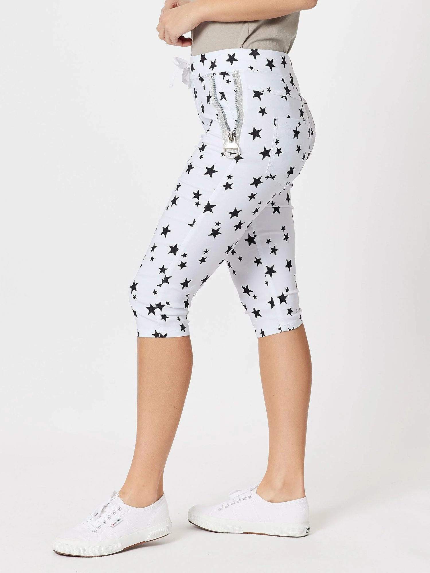 Crushed Star Print Shorts - White
