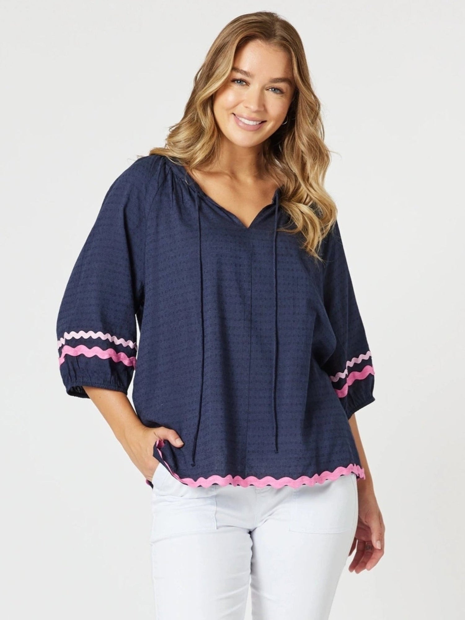 Ric Rac Top - Navy