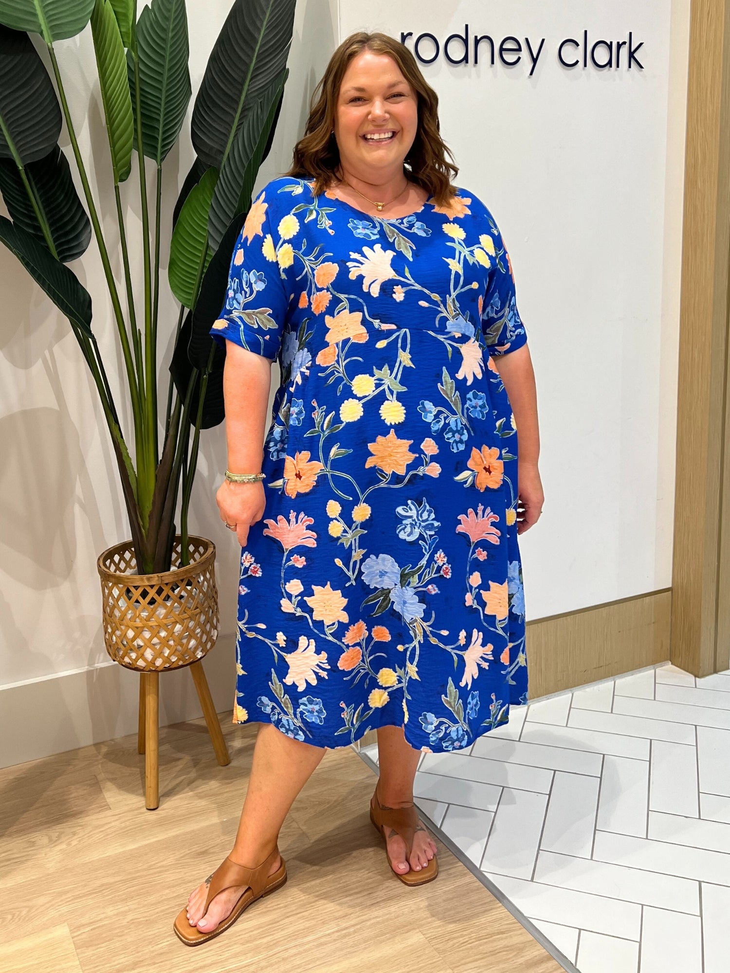 Summer Gala Floral Print Dress - Cobalt