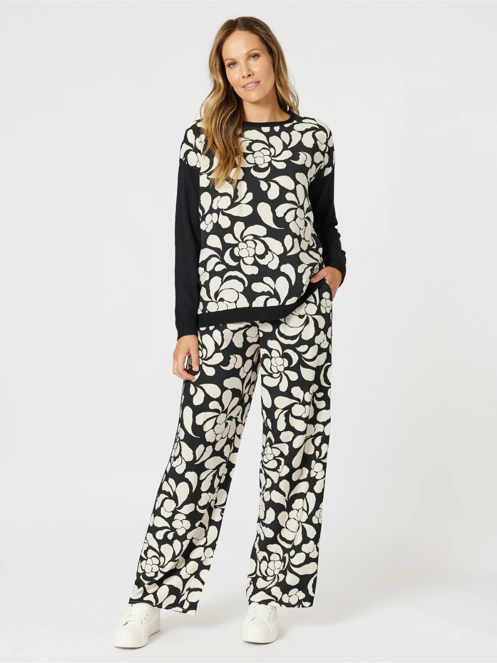 Casablanca Floral Print Knit - Black/Chalk
