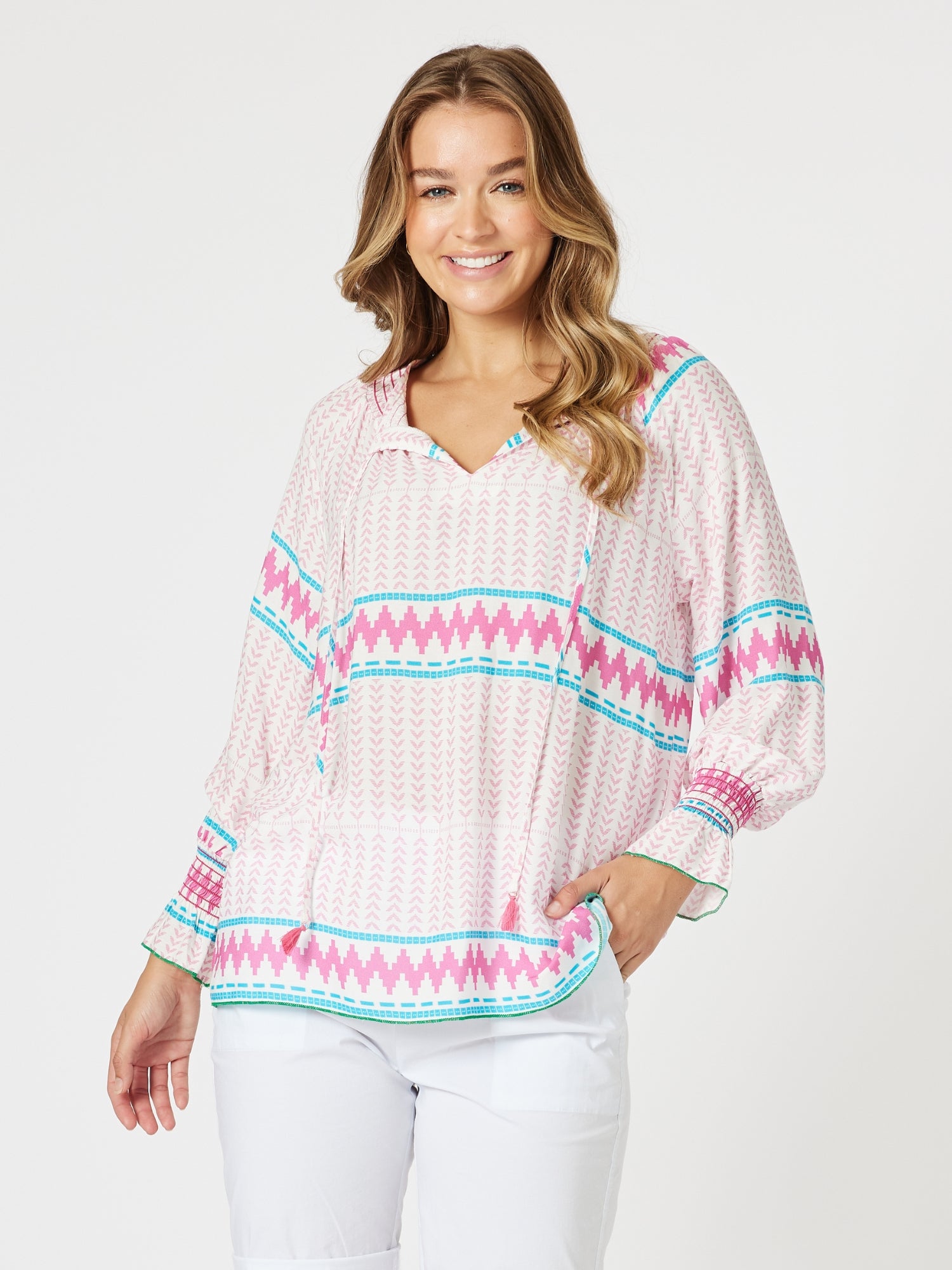 Geo Print Top - Pink/Multi