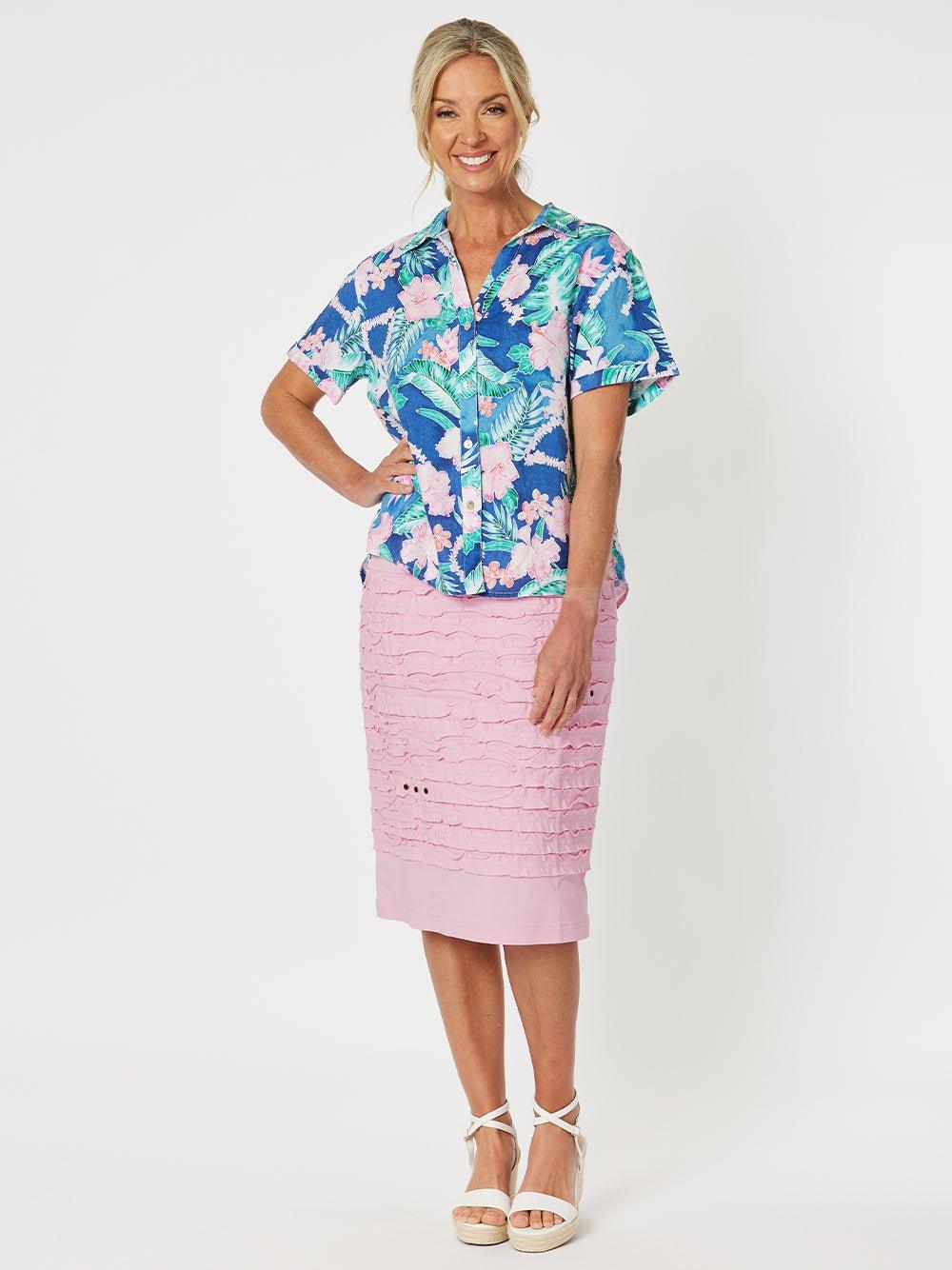 Charlie Stitched Detail Skirt - Pink