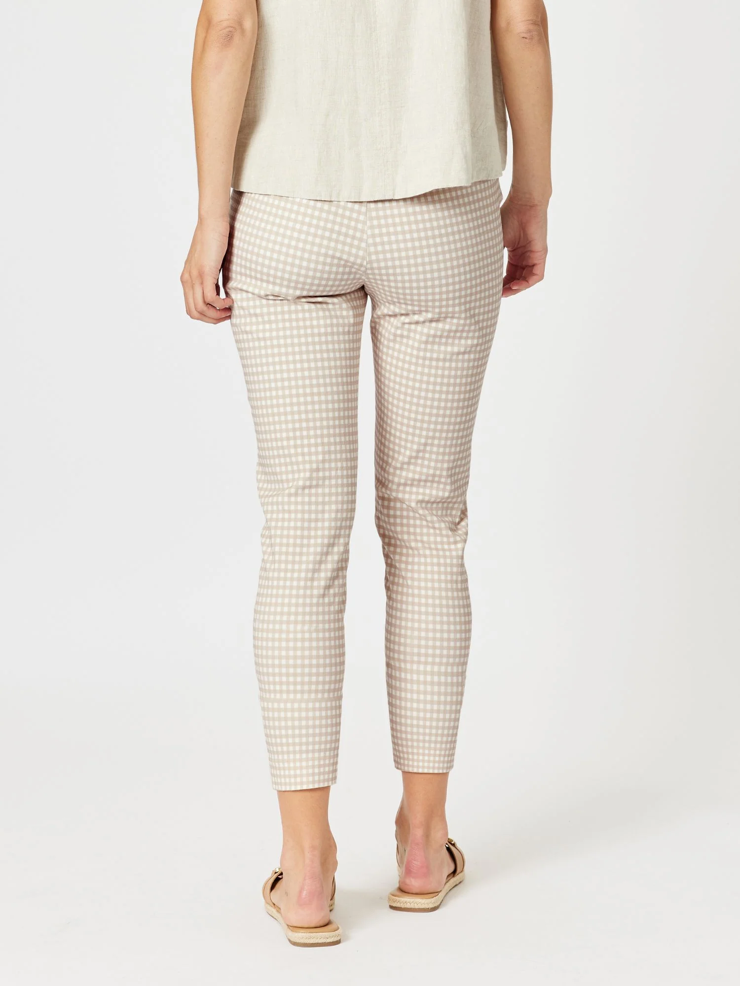 Alexis Gingham Print Pant - Natural