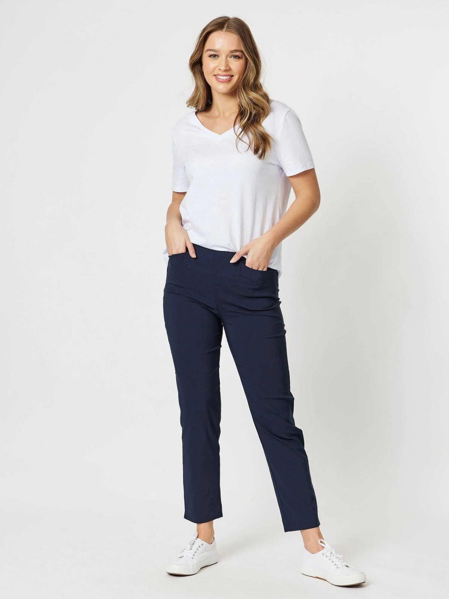 Stretch Full Length Bengaline Pant - Navy