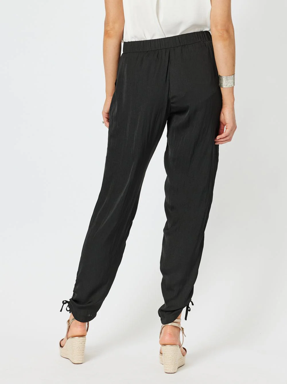 Lux Ruche Tie Pant - Black