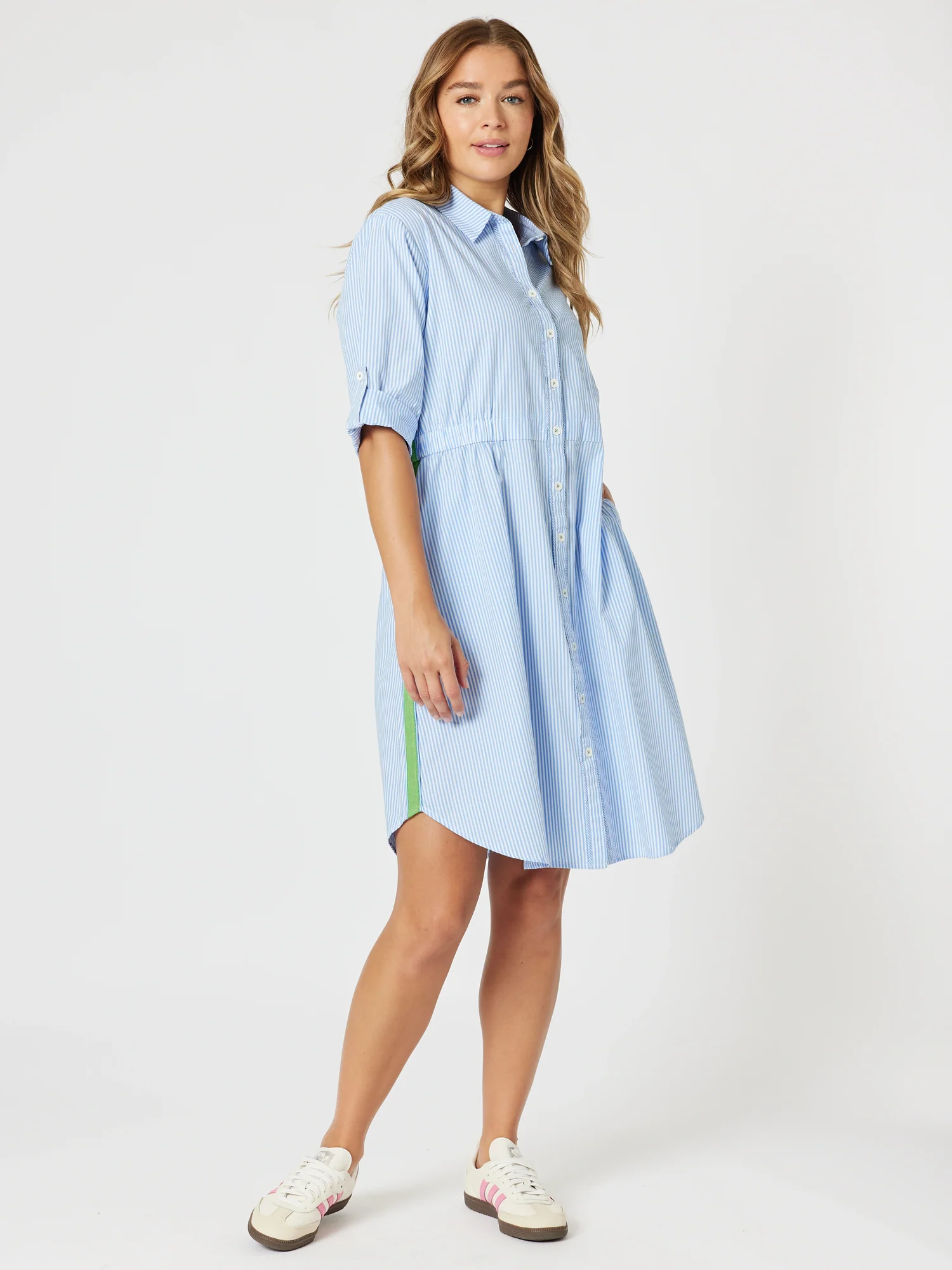 Skyler Stripe Shirt Dress - Blue/White
