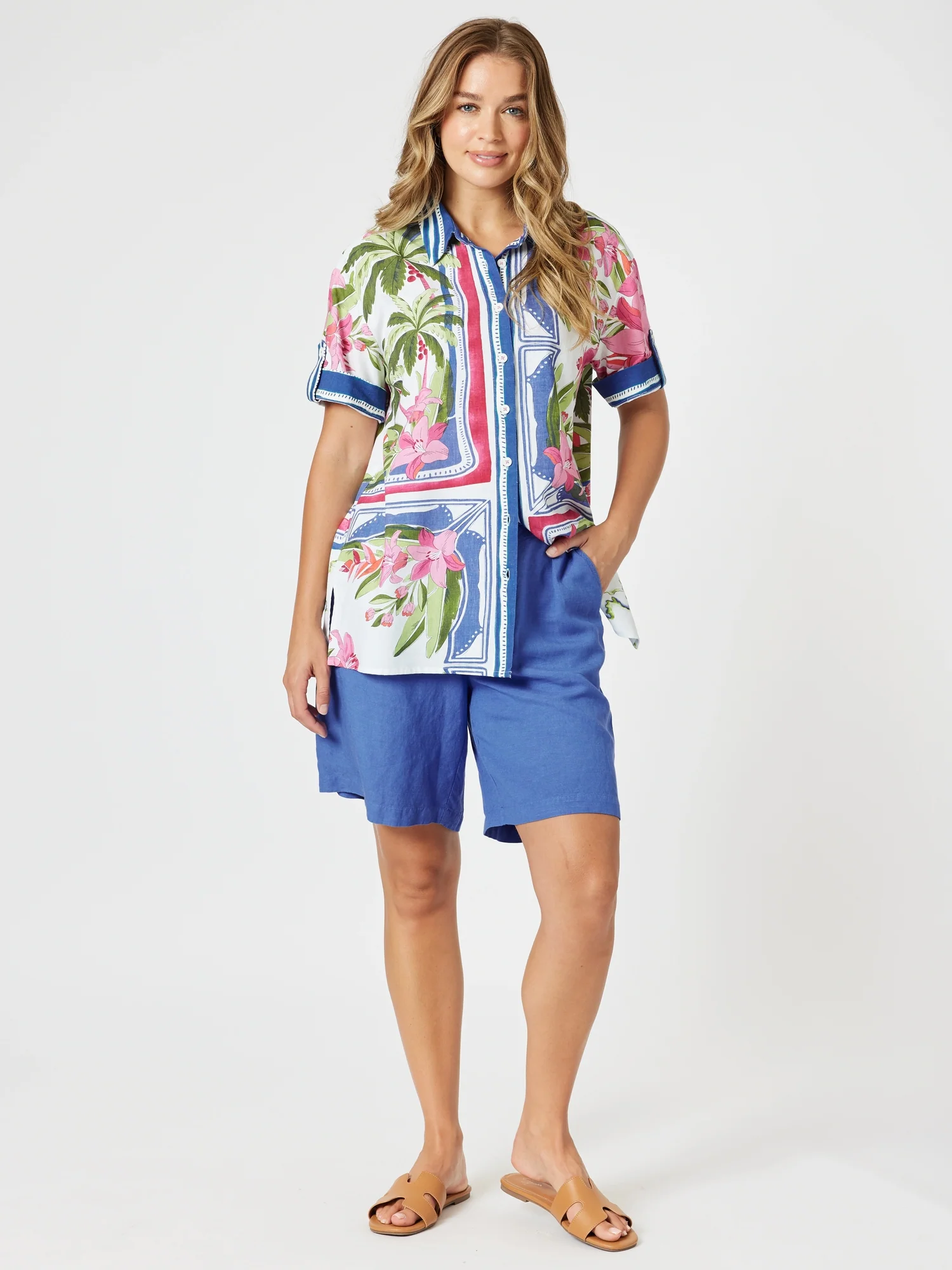 Monaco Floral Print Shirt - Sardinia Blue Multi