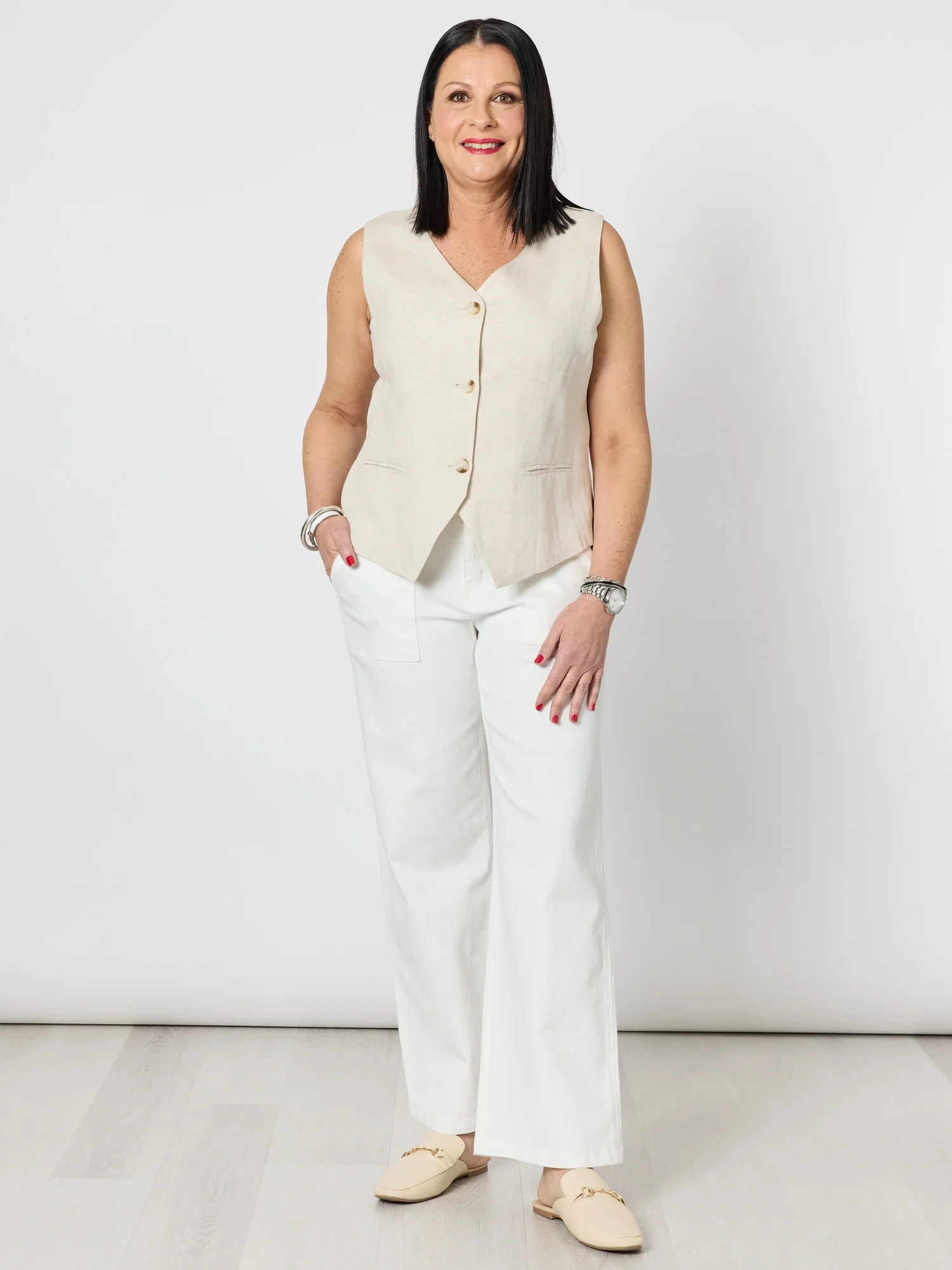 Hudson High Rise Wide Leg Jean - Ivory