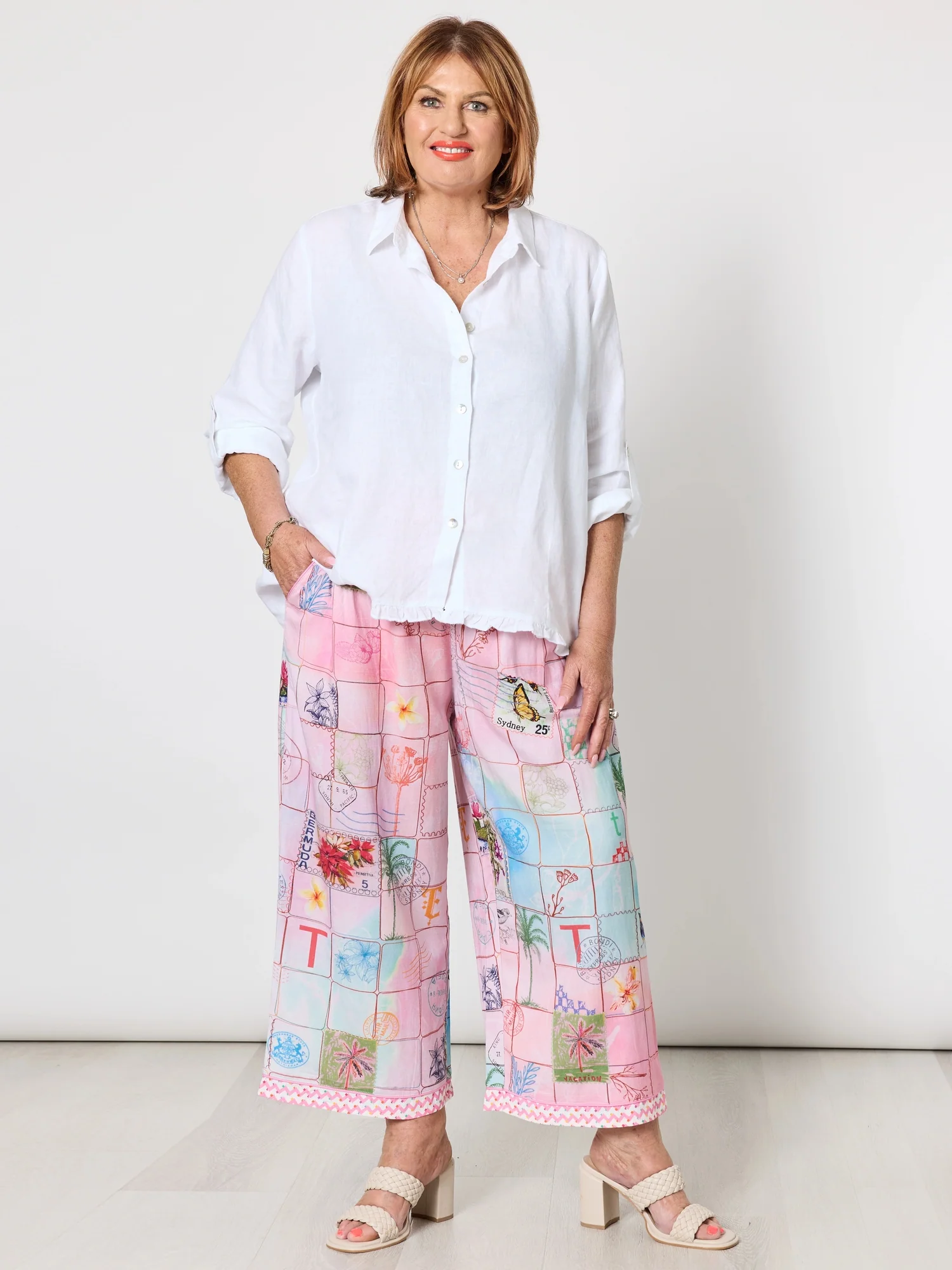 Capri Print Wide Leg Pant - Pastel Multi