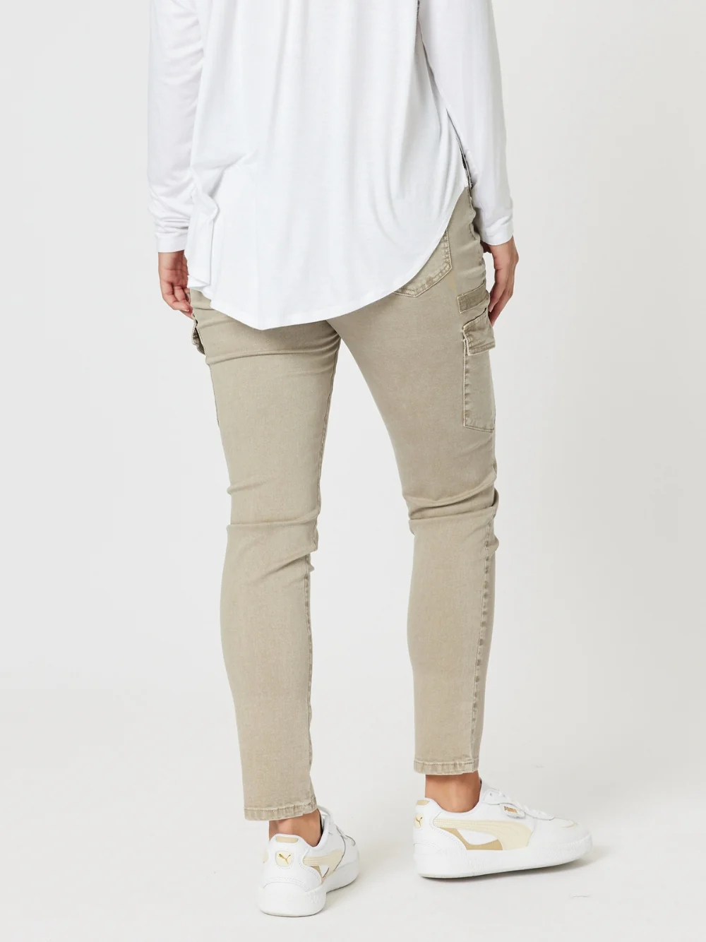 Paige Cargo Slim Leg Jean - Washed Natural