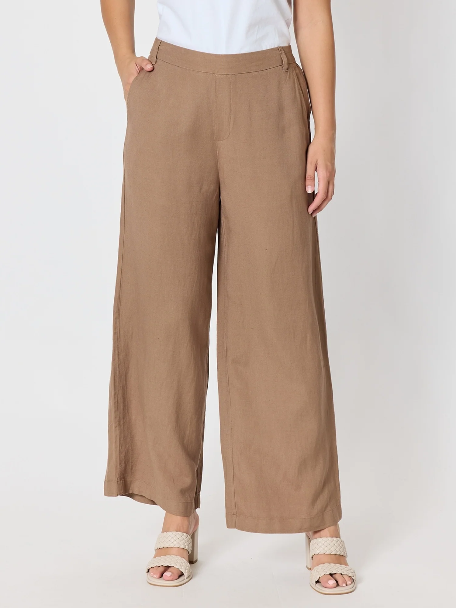 Lino Wide Leg Pant - Nutmeg