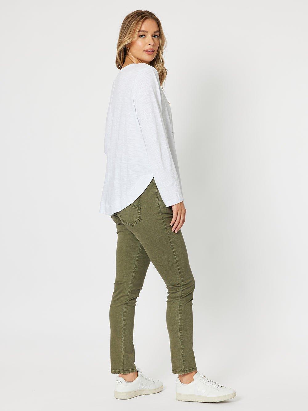Lily Pull On Slim Leg Jean - Khaki