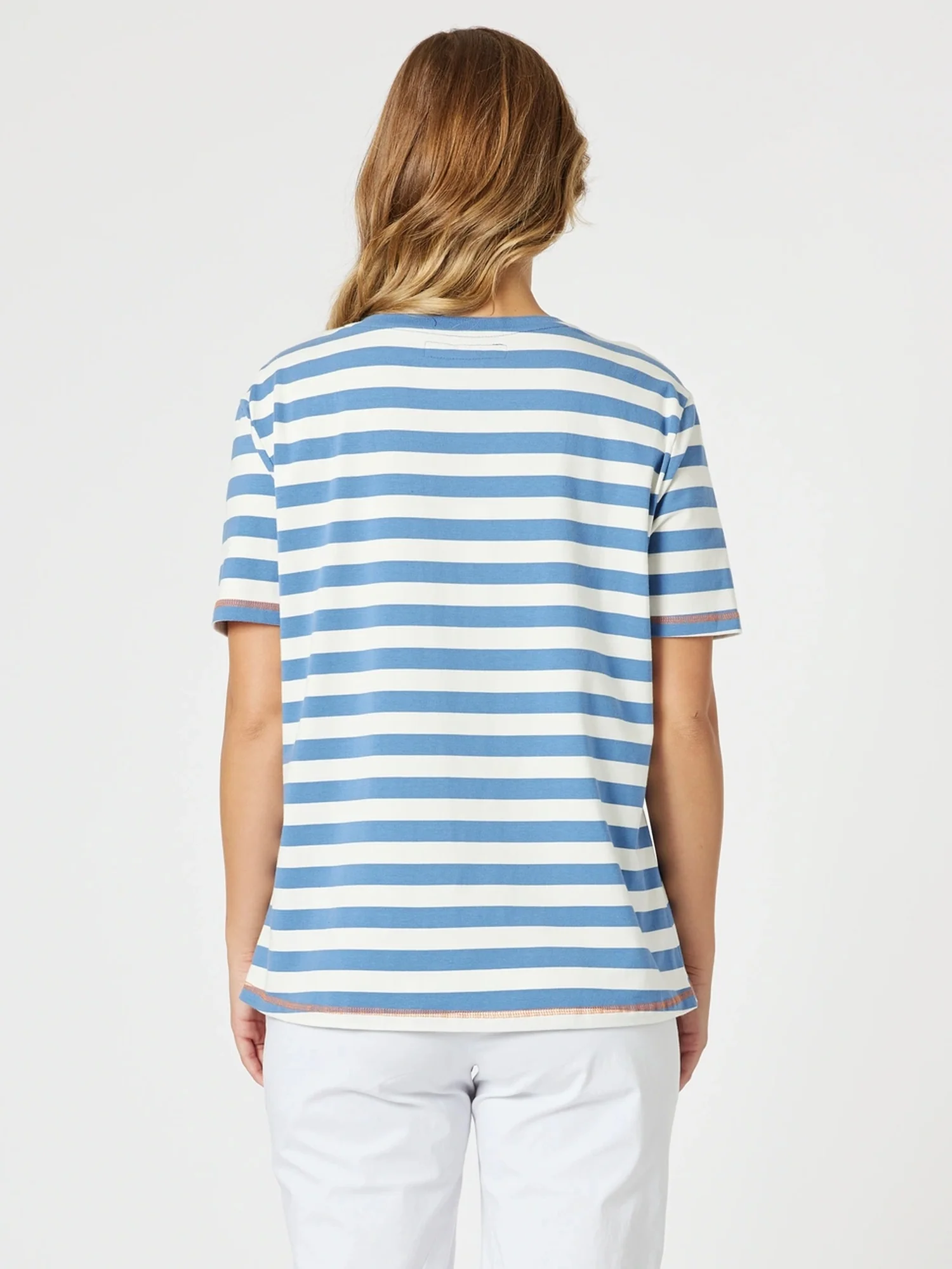 Love & Kisses Stripe Print Tee - Blue/Natural